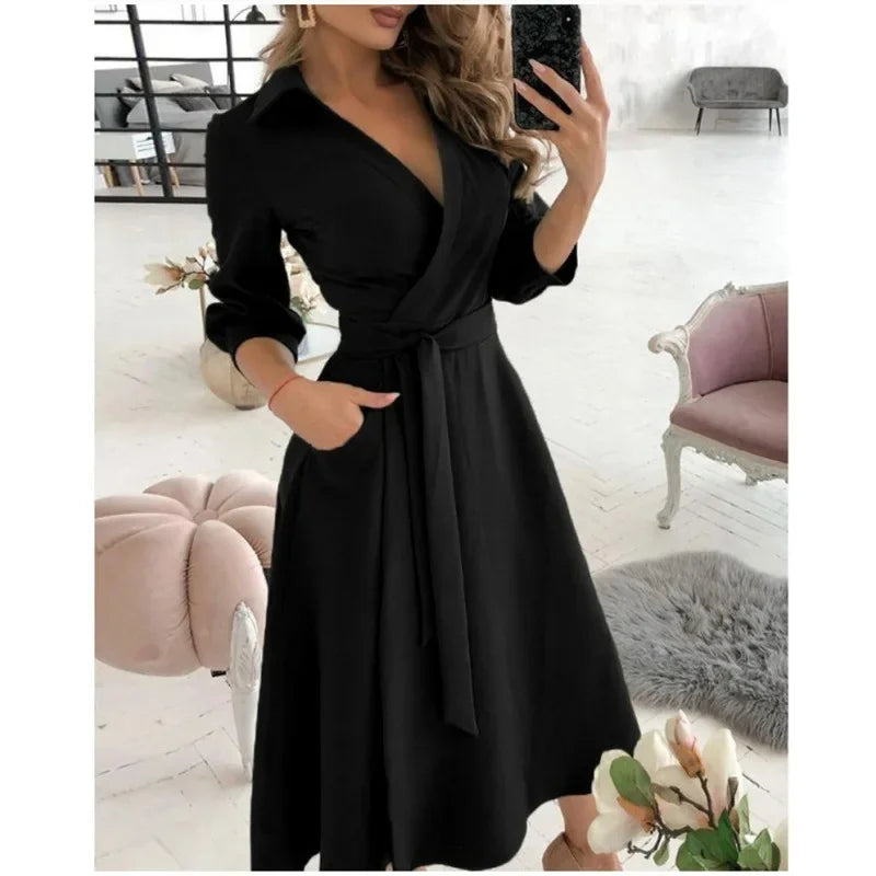Women's Structured Cotton Blend Blazer Dress | Elegant Tailored Wrap Formal Dress 12