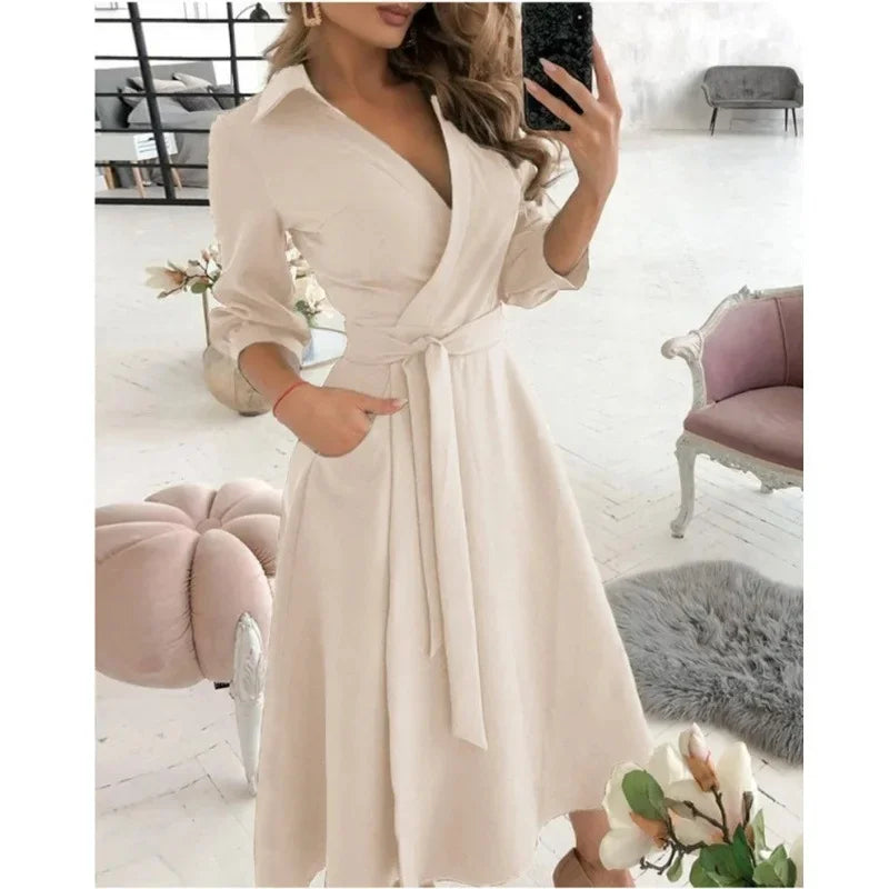 Women's Structured Cotton Blend Blazer Dress | Elegant Tailored Wrap Formal Dress 9