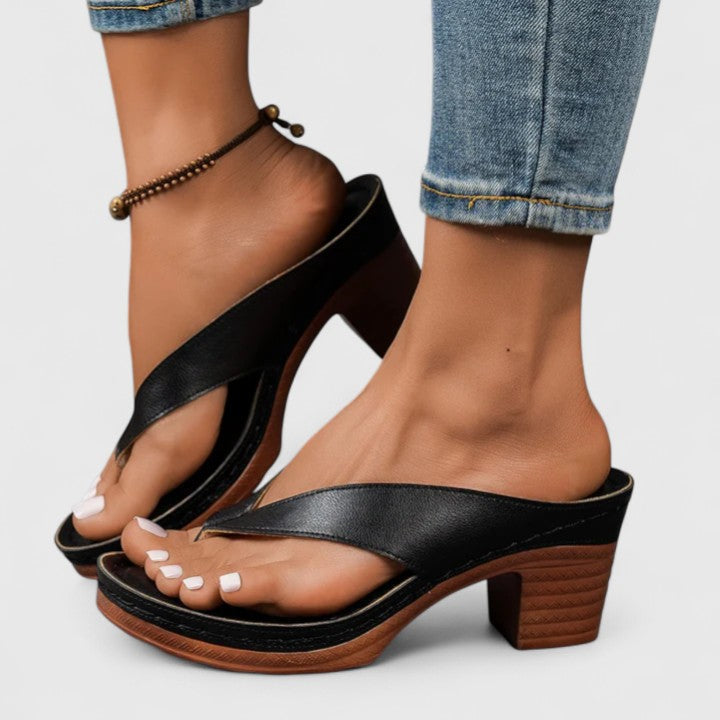 Womens Synthetic Leather Heels | Comfortable Black Orthopedic Dress Shoes 1