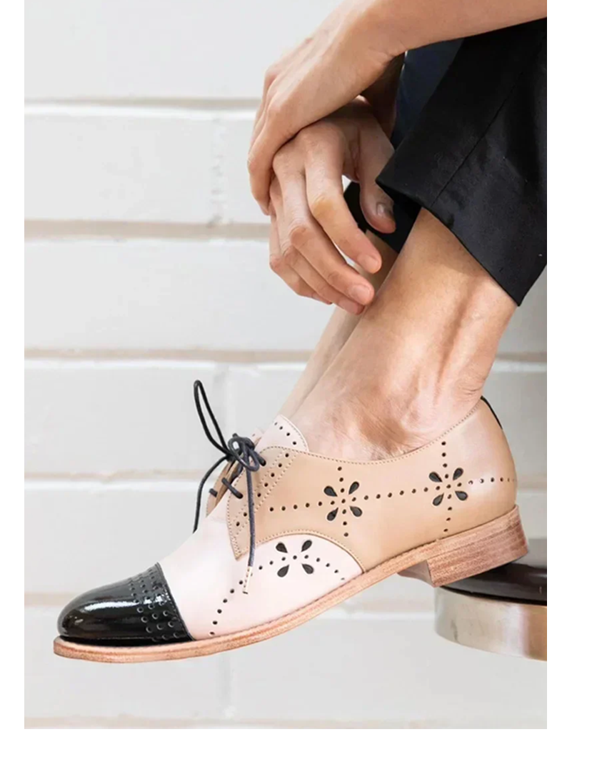 Women's Two-Tone Synthetic Leather Loafers | Chic Slip-On Dress Shoes 0