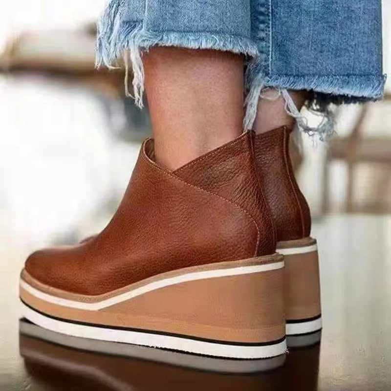 Womens Waterproof Leather Boots | Elegant Stylish Zippered Design for Autumn Winter 5