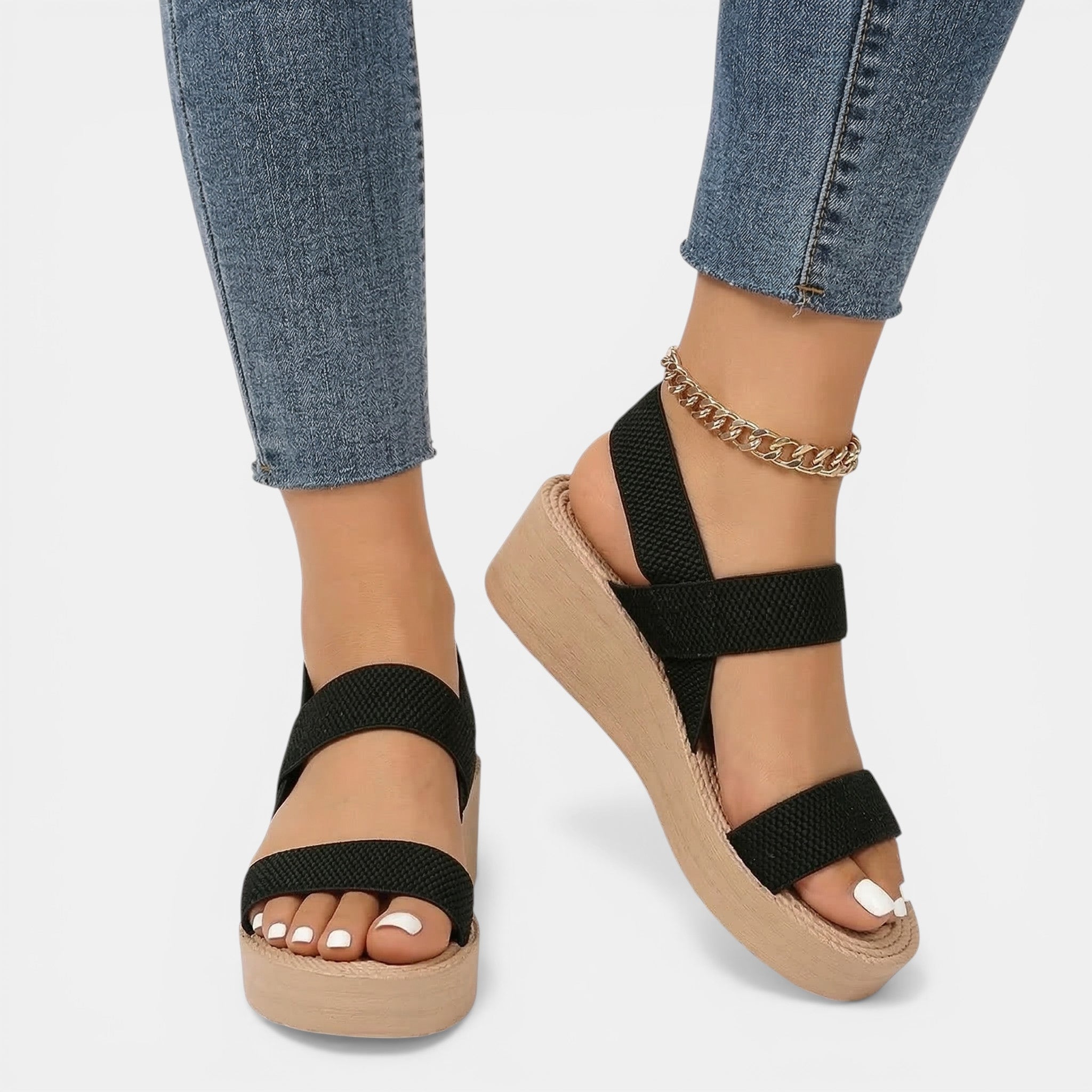 Womens Woven Fabric Platform Sandals | Stylish Open Toe Wedge Shoes for Summer 4