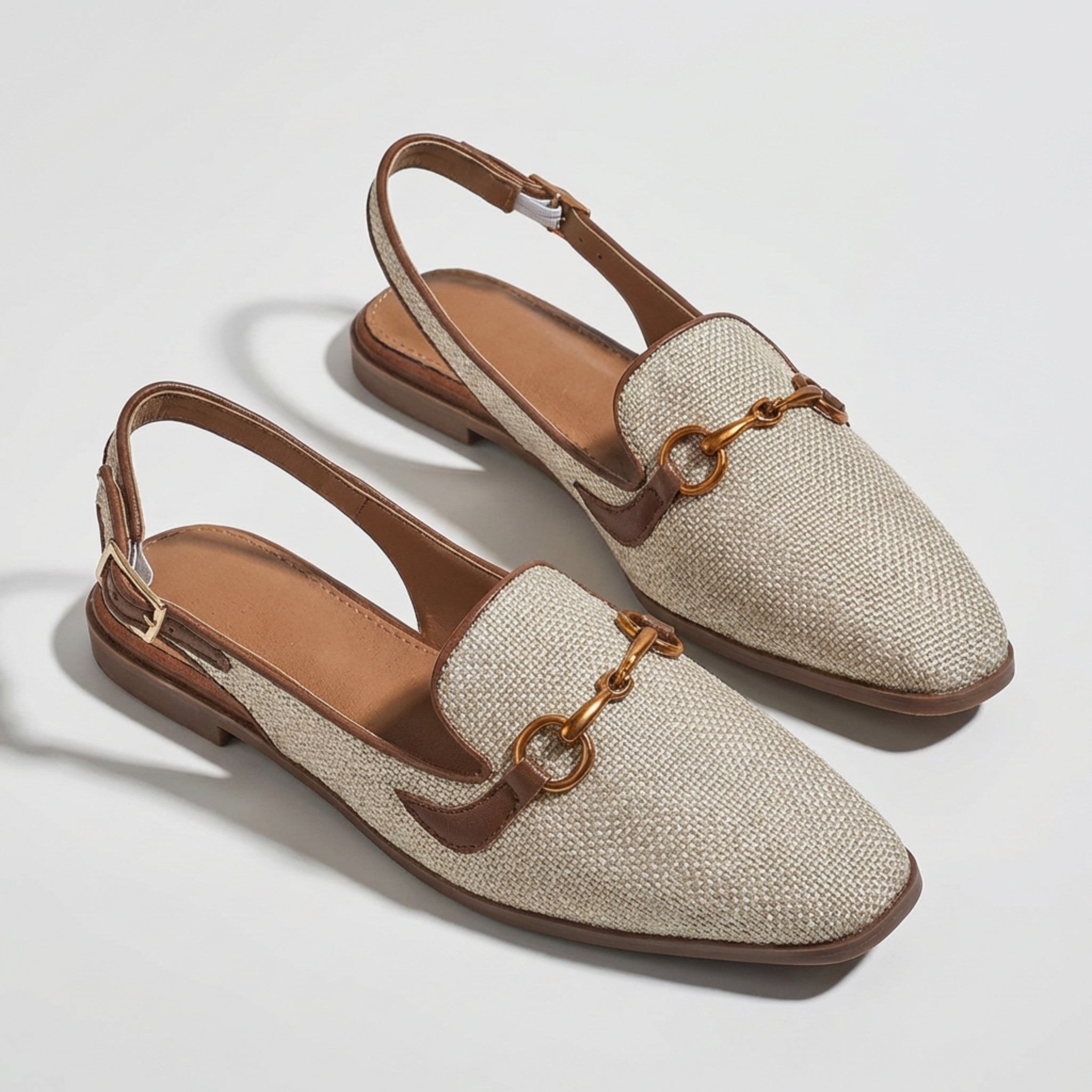 Women's Woven Slingback Flats | Stylish Square Toe Summer Shoes 0