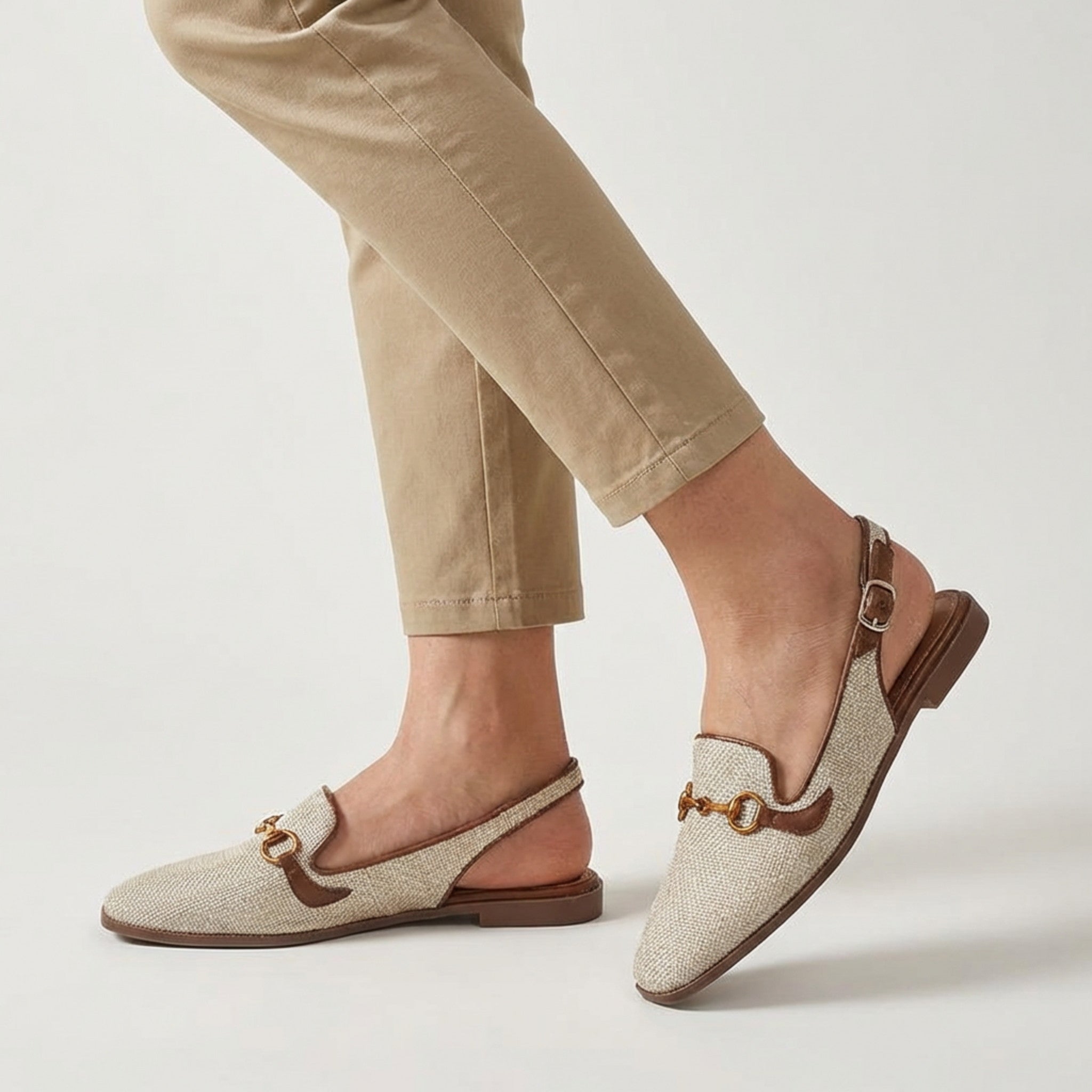 Women's Woven Slingback Flats | Stylish Square Toe Summer Shoes 1