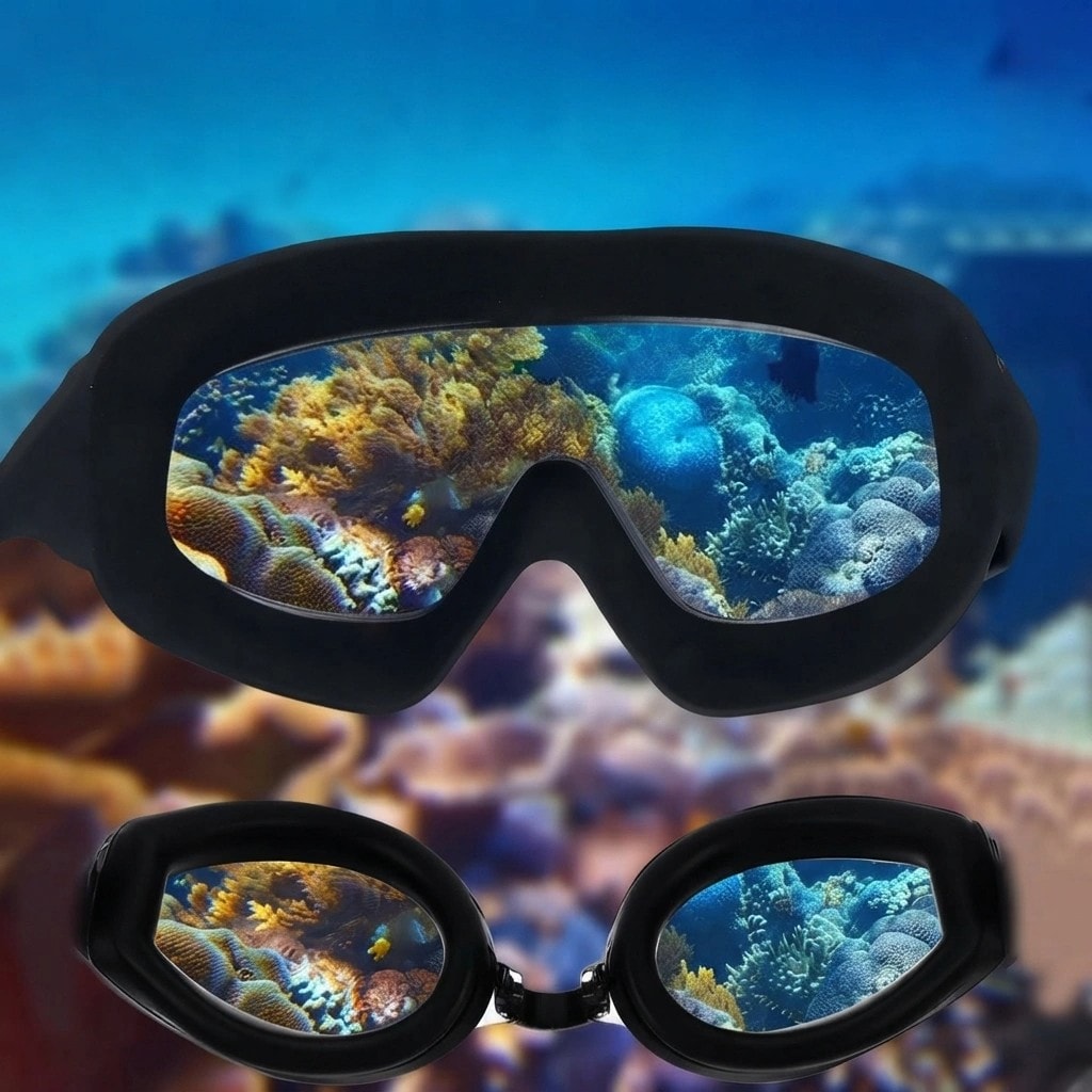 Lunettes de natation anti-buée avec lentille grand angle, protection UV et sangle réglable