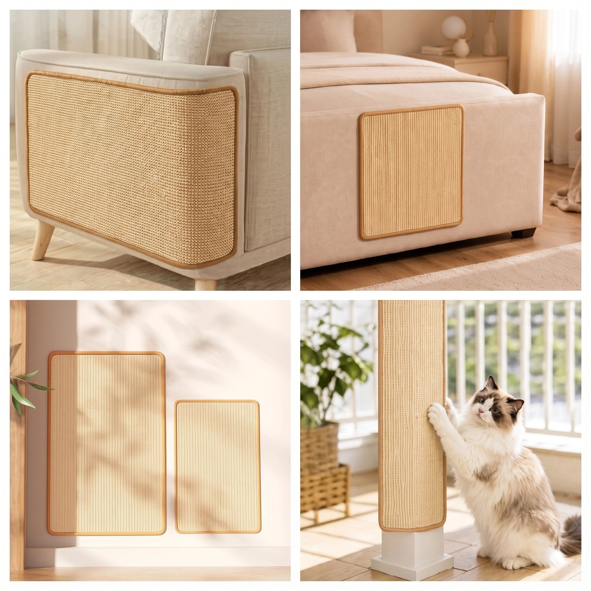 Tapis à griffer pour chat, protecteur de accoudoir de canapé avec surface en sisal synthétique