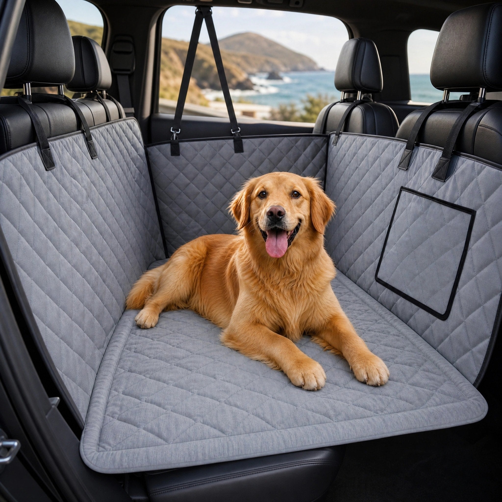 Cooling Dog Car Seat Mat with Non-Slip Base and Machine Washable Design