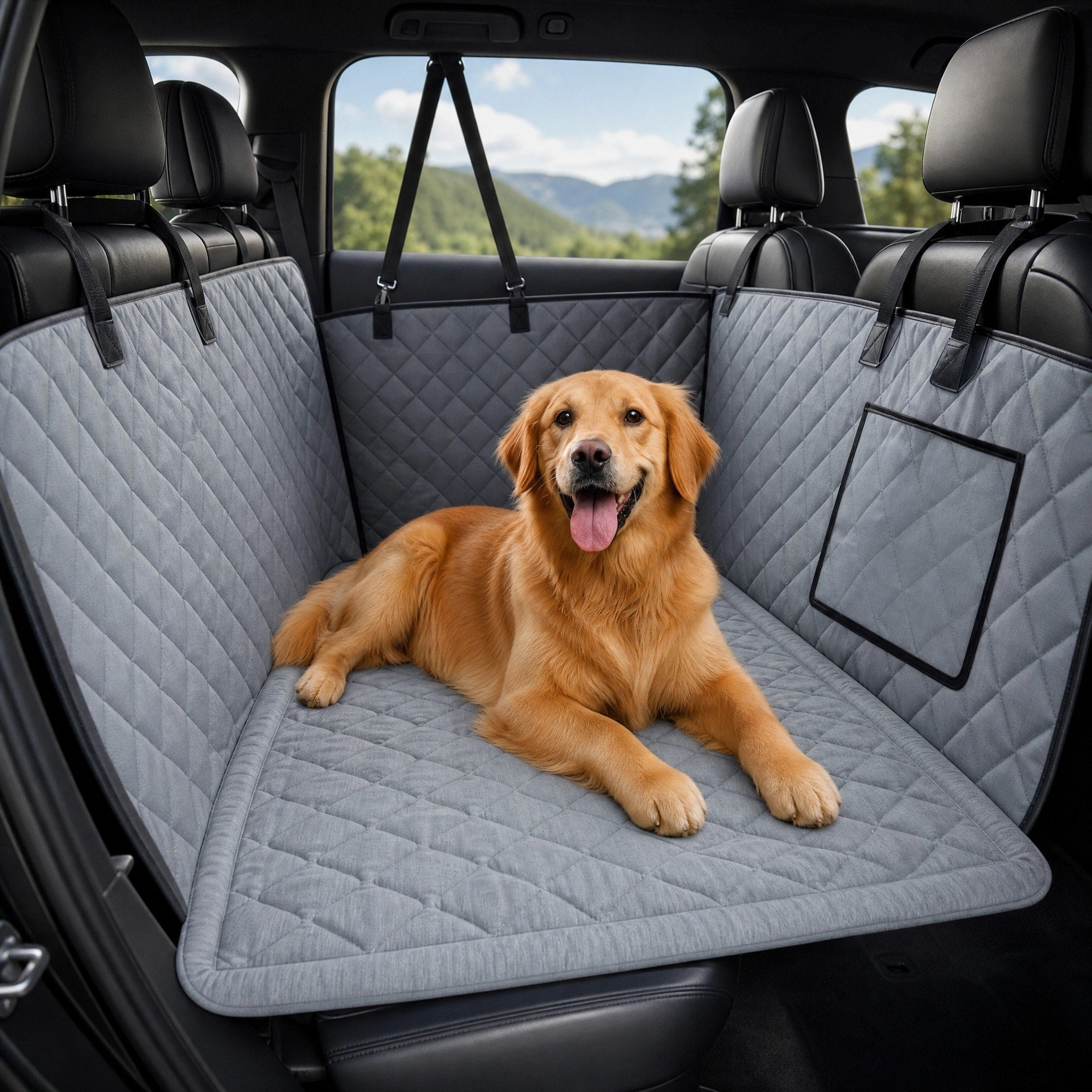 Cooling Dog Car Seat Mat with Non-Slip Base and Machine Washable Design