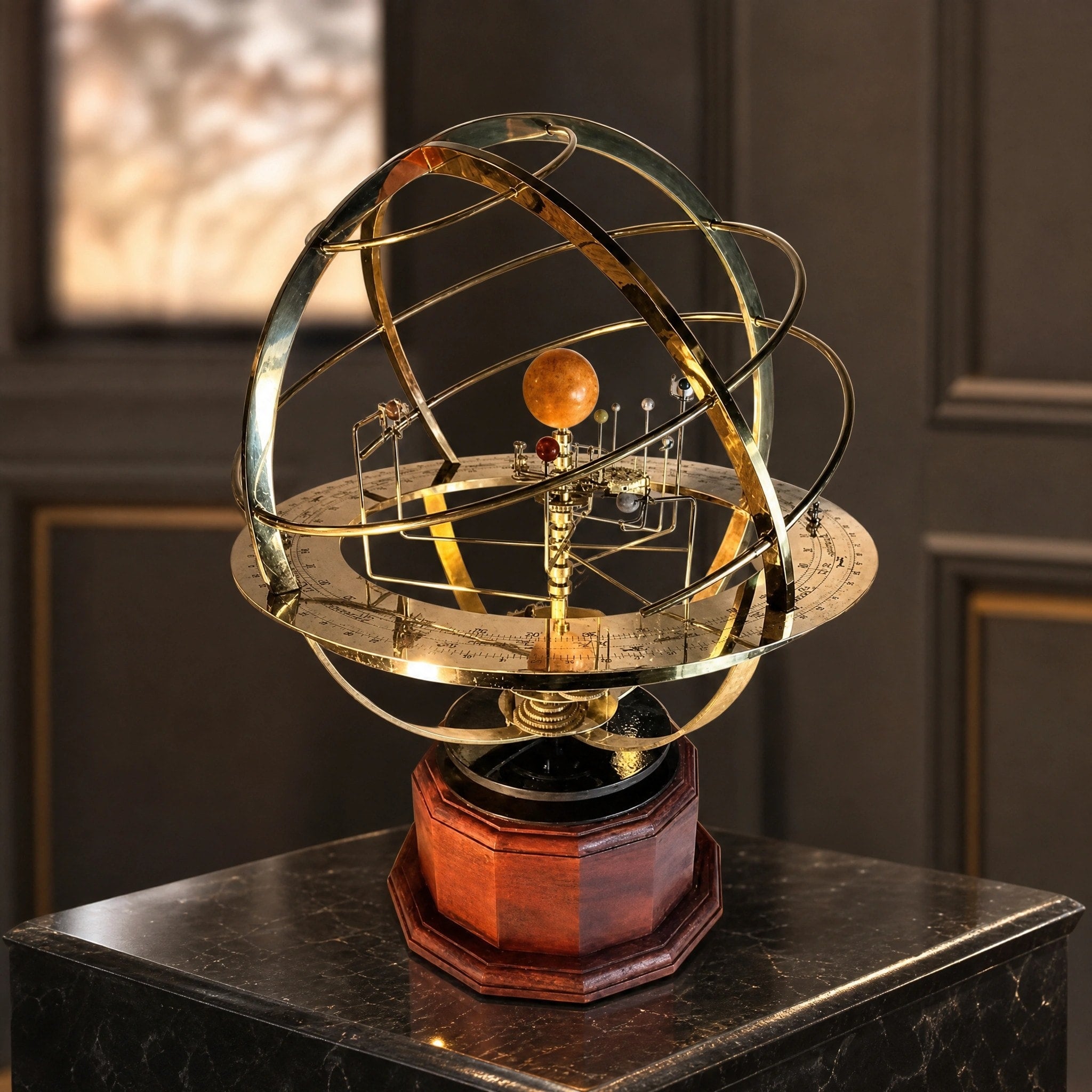 Decorative Solar System Orrery Model with 9 Planets and 28 Moons Display
