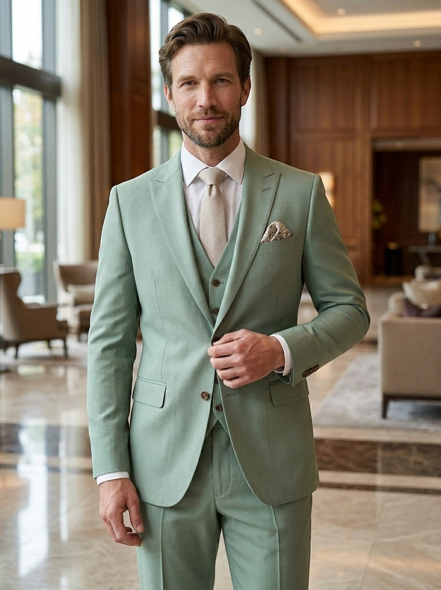 Dominic | Men’s Classic Slim Fit Suit With Vest And Trousers