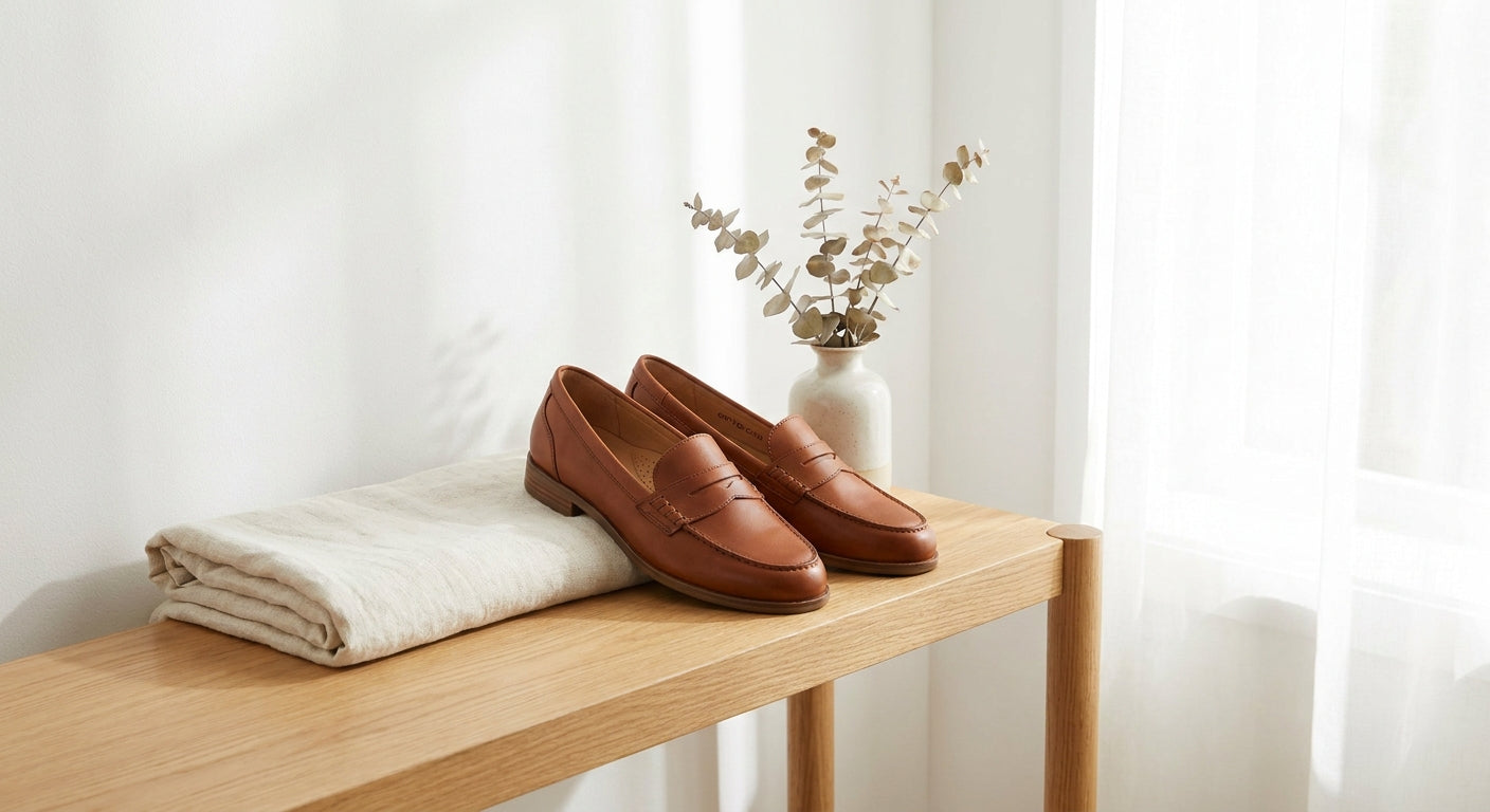 Women's Premium Leather Penny Loafers | Comfortable Slip-On Orthopedic Shoes
