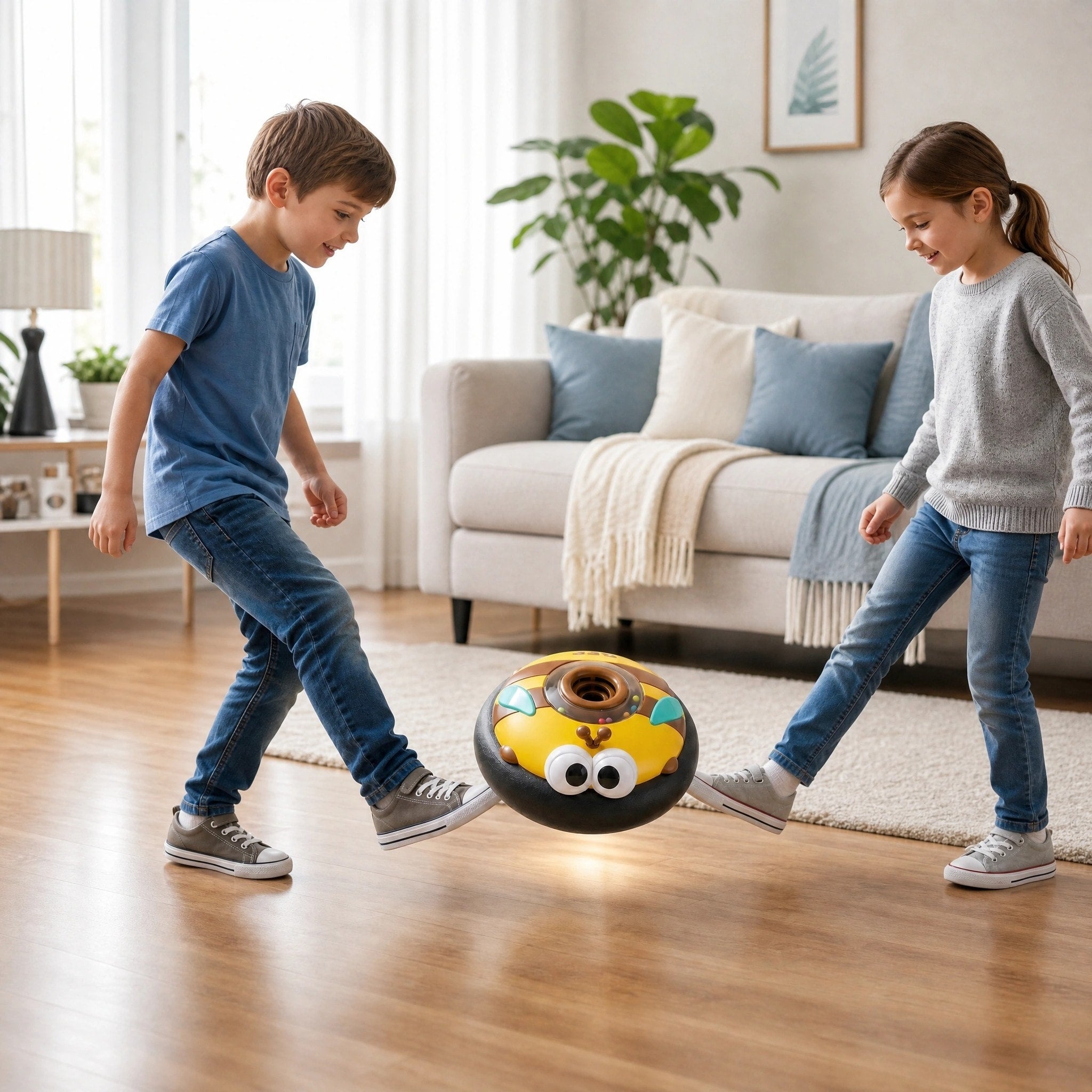 Ballon de football flottant avec lumières LED et pare-chocs en mousse douce 17 cm