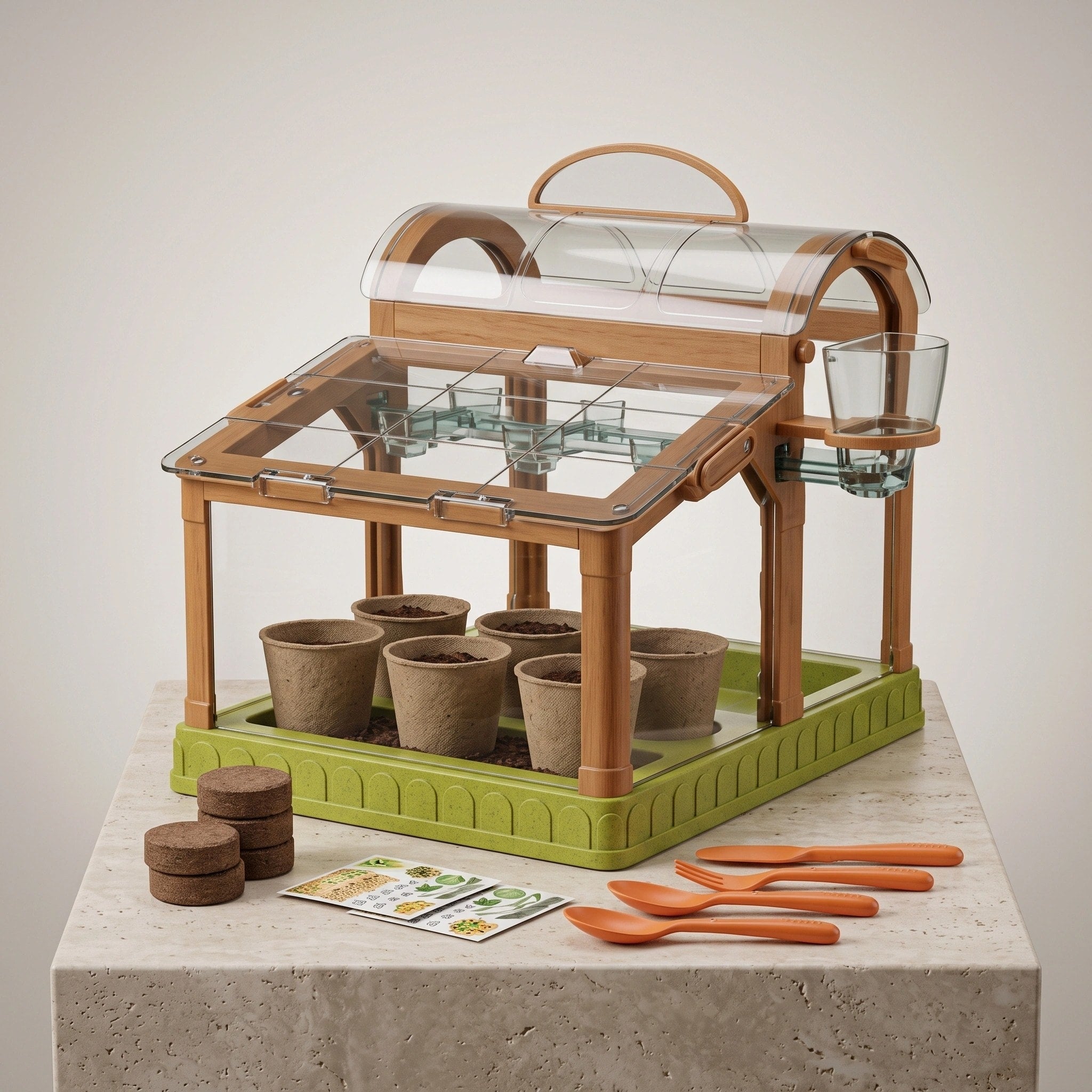 Kids Indoor Greenhouse Growing Kit with LED Light and Self Watering System