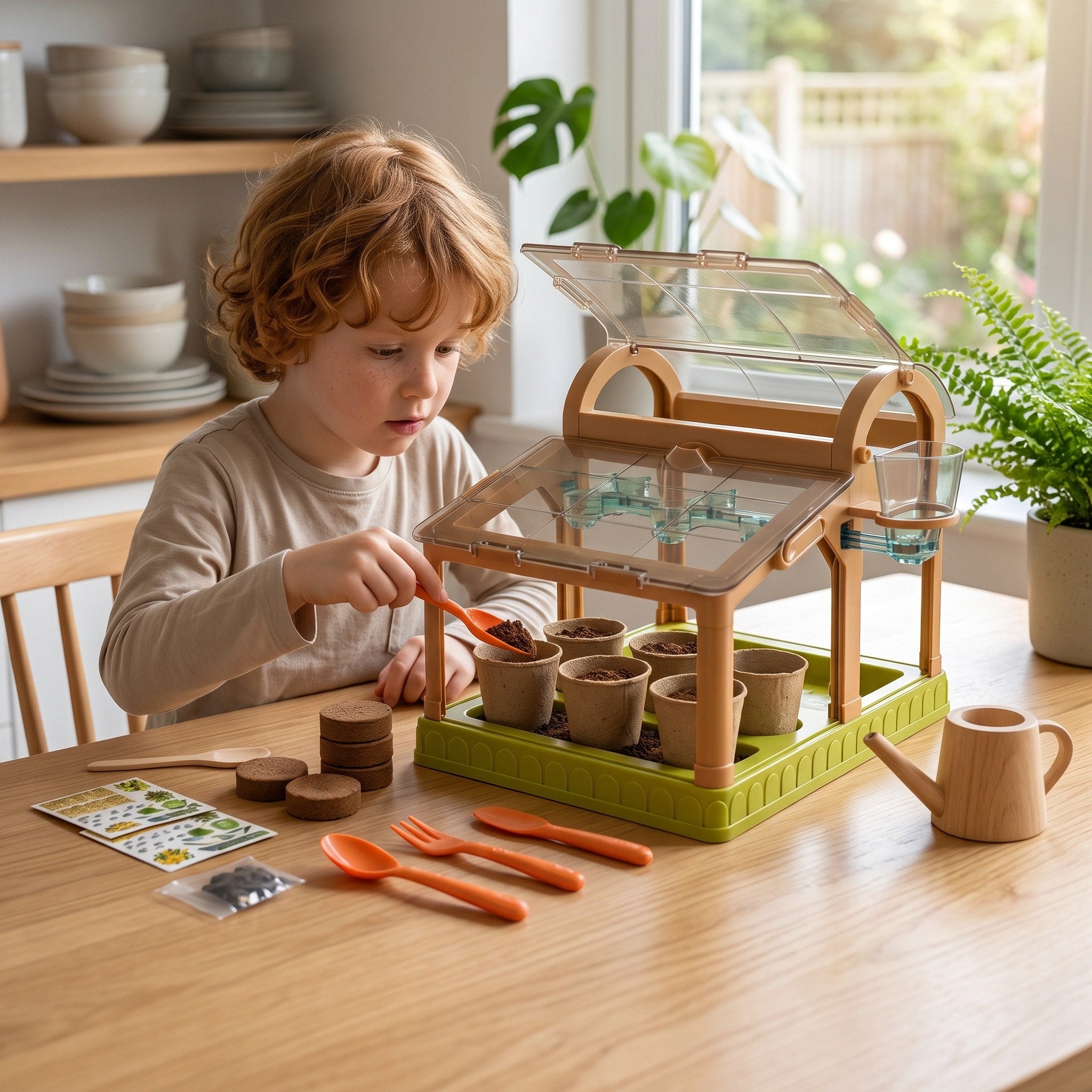 Kids Indoor Greenhouse Growing Kit with LED Light and Self Watering System