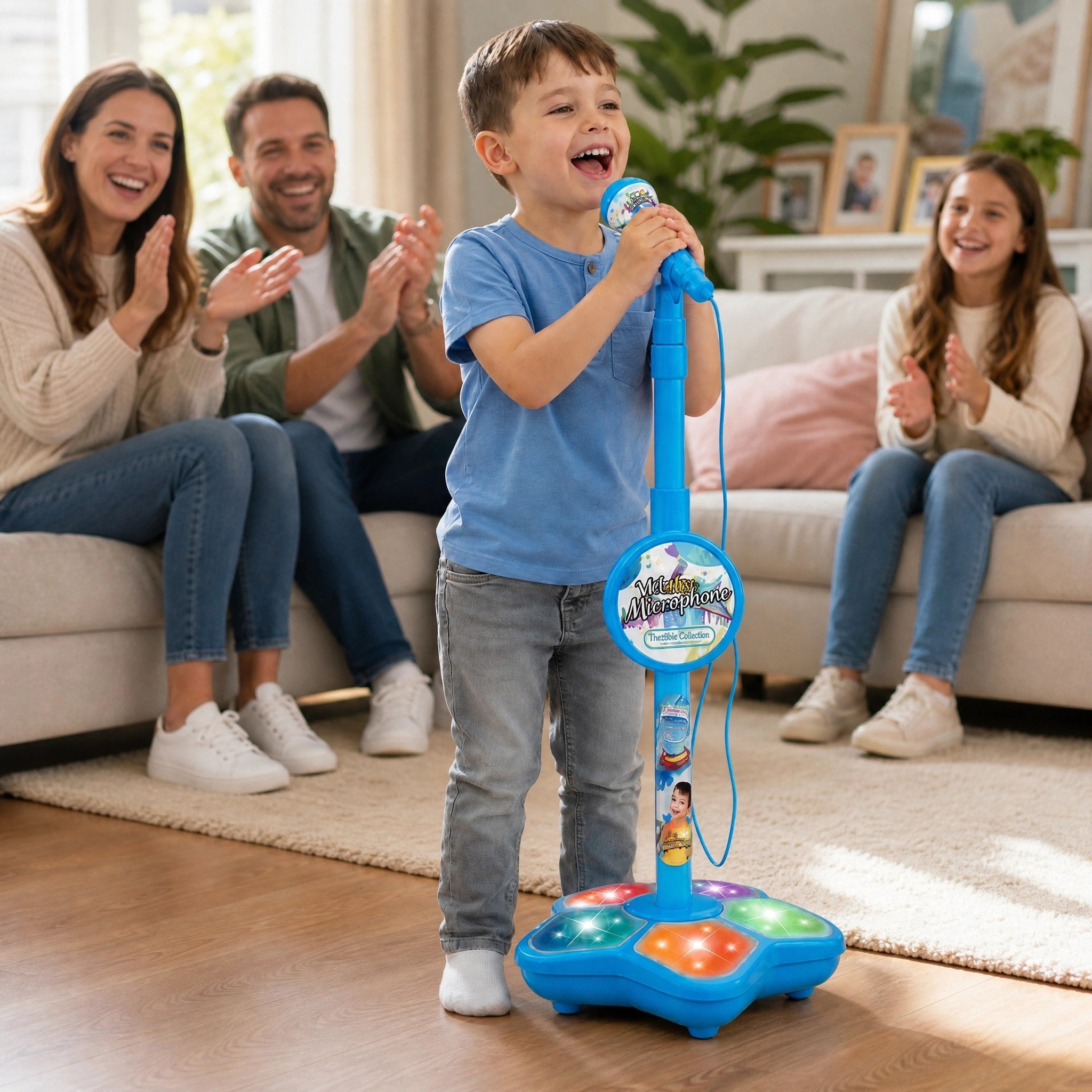 Kids Karaoke Machine with Microphone, Lights and Adjustable Stand