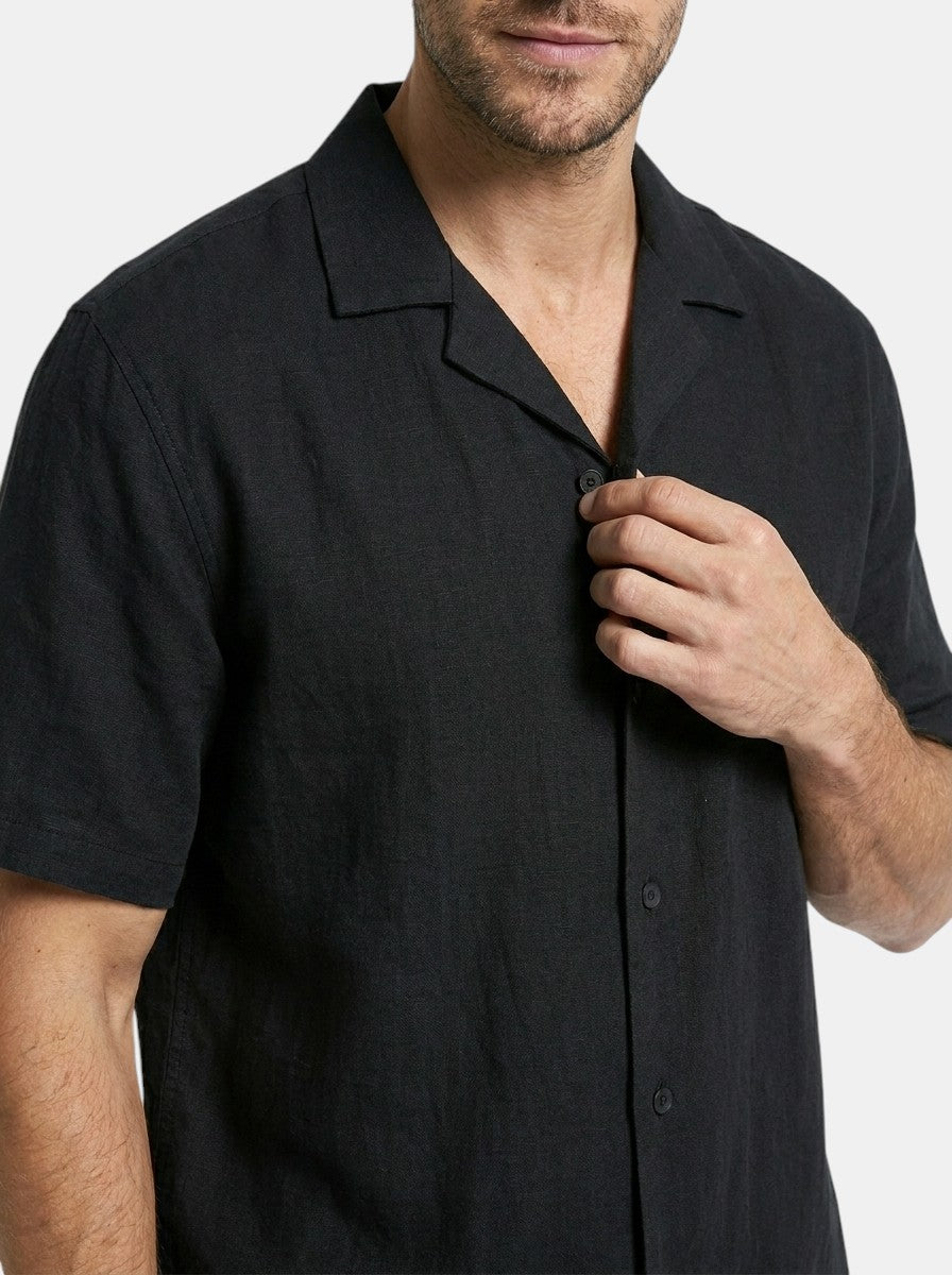 Mens Crinkle Fabric Pajama Set | Relaxed Camp Collar Shirt and Shorts for Spring/Summer 6