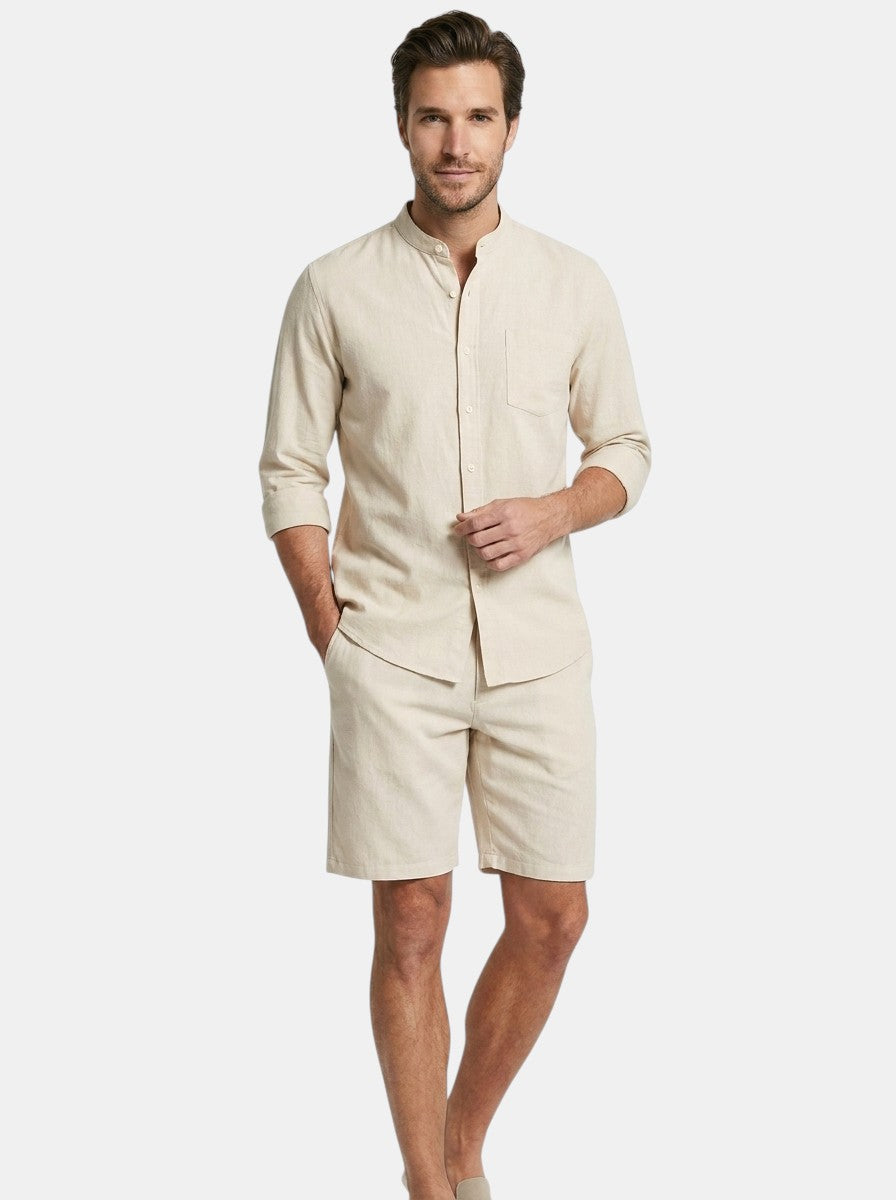 Mens Lightweight Cotton Summer Set | Stylish Button-Up Shirt and Relaxed Fit Shorts 2