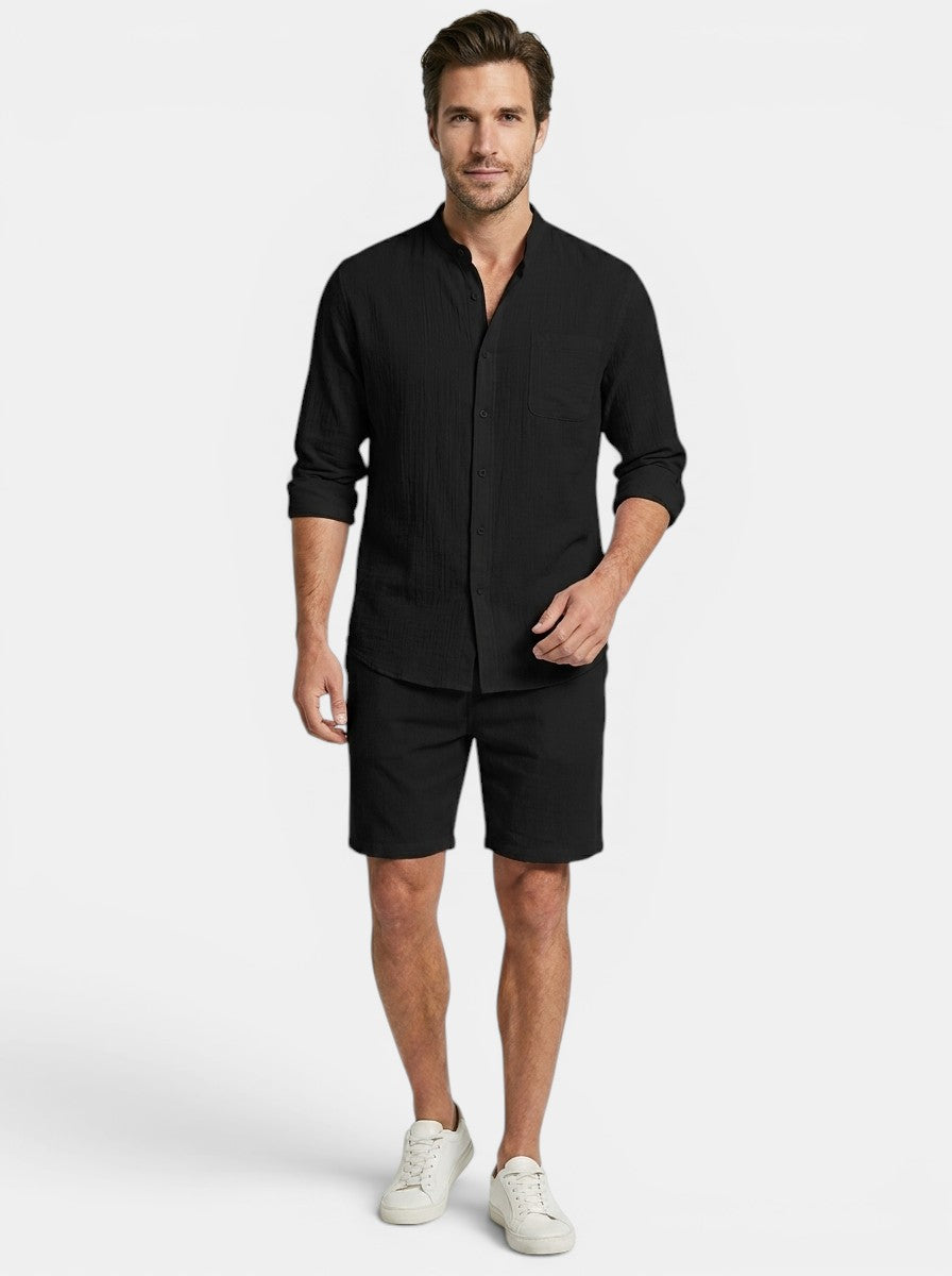 Mens Lightweight Cotton Summer Set | Stylish Button-Up Shirt and Relaxed Fit Shorts 6