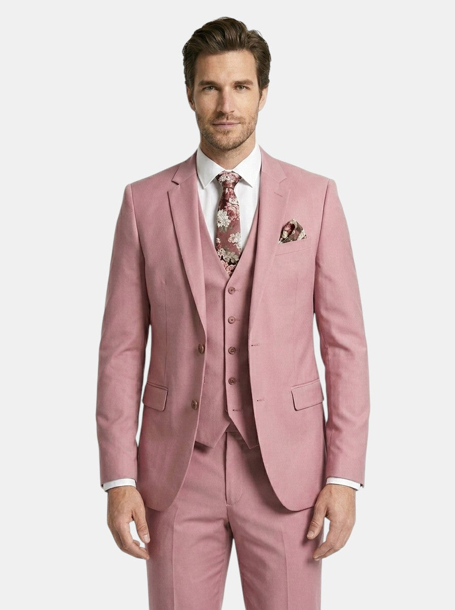 Mens Lightweight Fabric Suit Set | Modern Three-Piece Slim-Fit Blazer with Vest 3