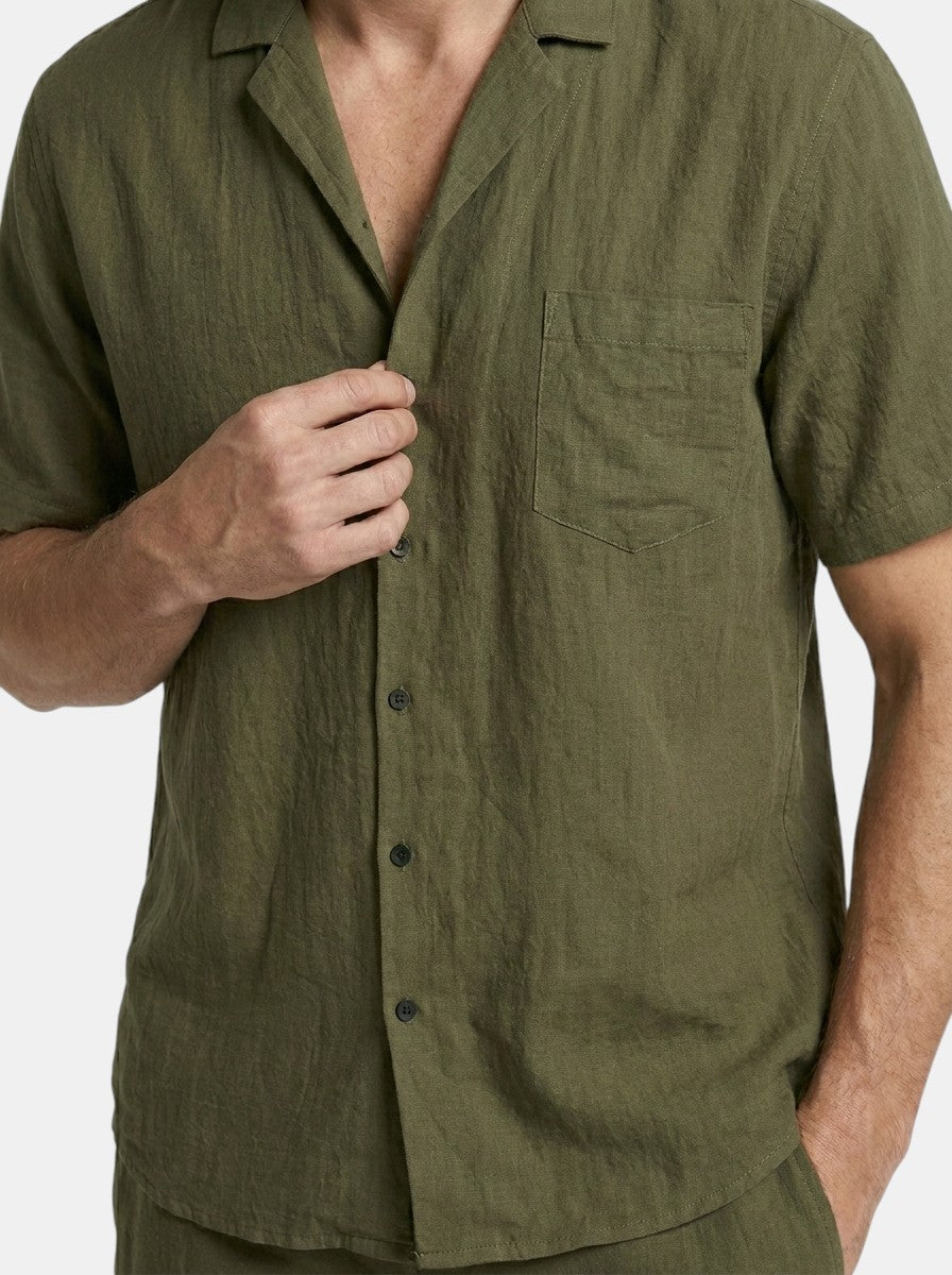 Mens Lightweight Woven Summer Set | Relaxed Fit Short Sleeve Shirt and Drawstring Shorts 12