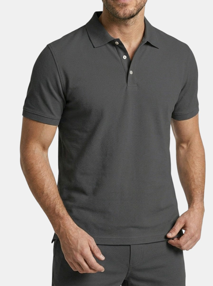 Mens Textured Cotton Polo Shirt Set | Casual Short Sleeve Summer Outfit 6
