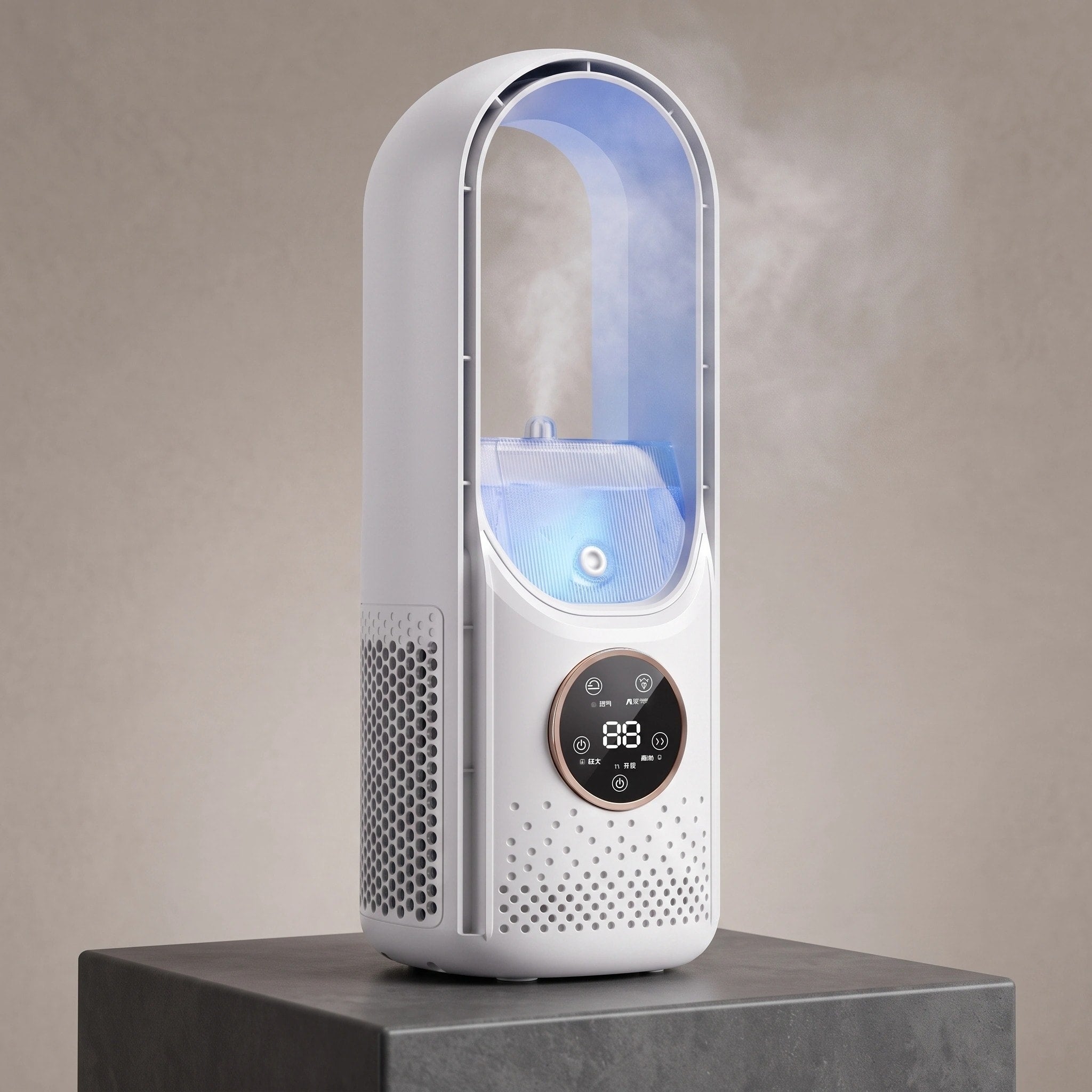 Portable Air Cooling Fan with Humidifier, 6 Speeds and Touch Display for Home