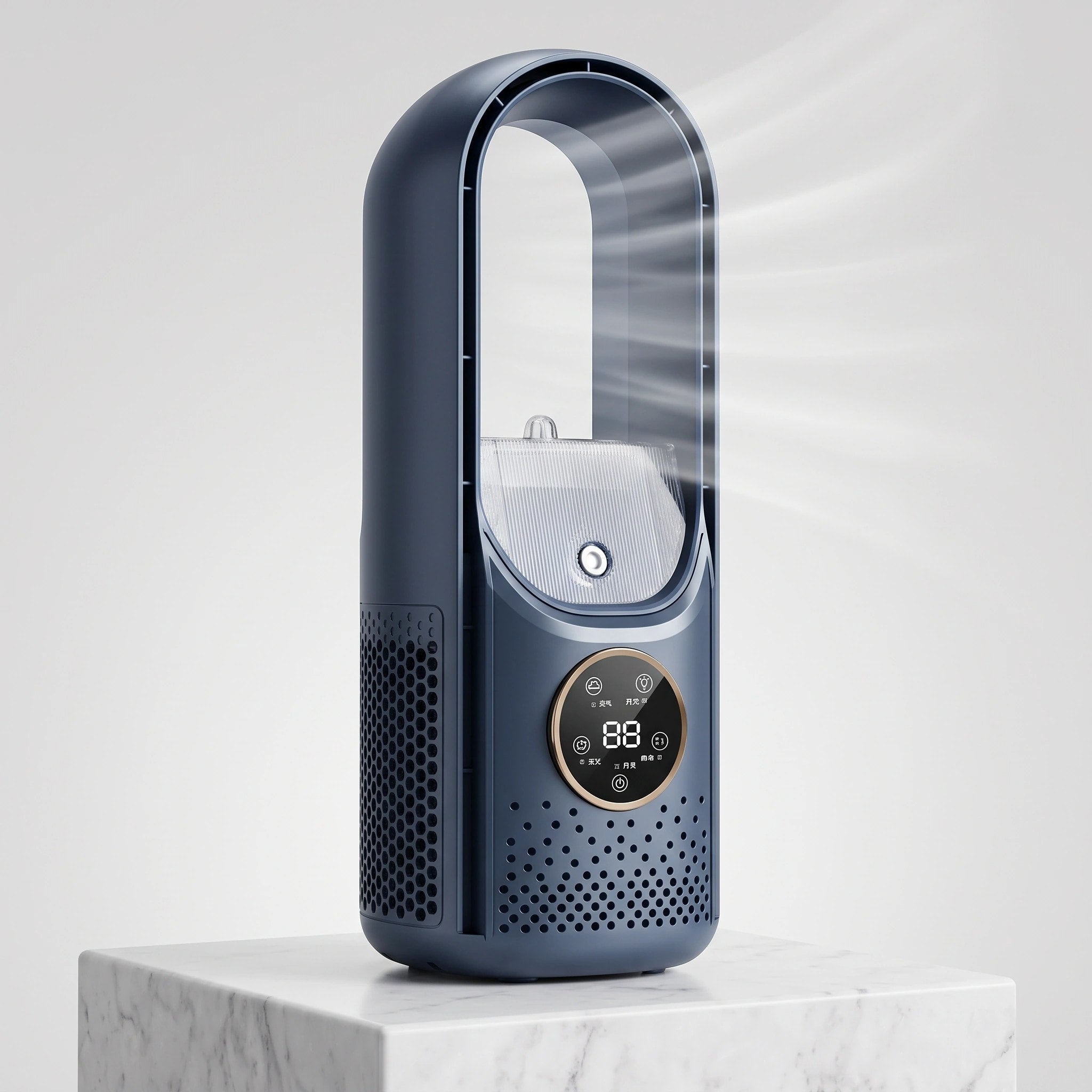 Portable Air Cooling Fan with Humidifier, 6 Speeds and Touch Display for Home
