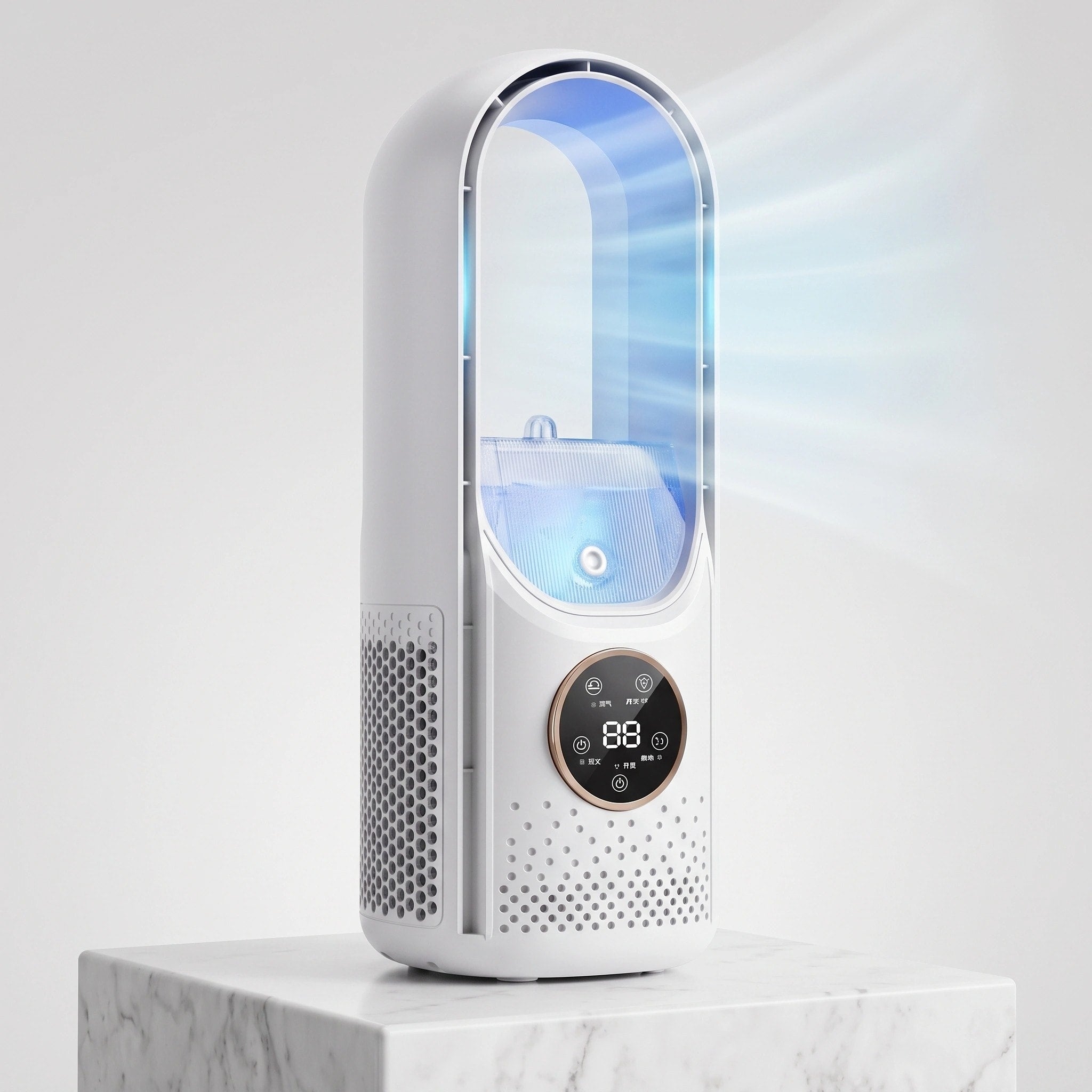 Portable Air Cooling Fan with Humidifier, 6 Speeds and Touch Display for Home