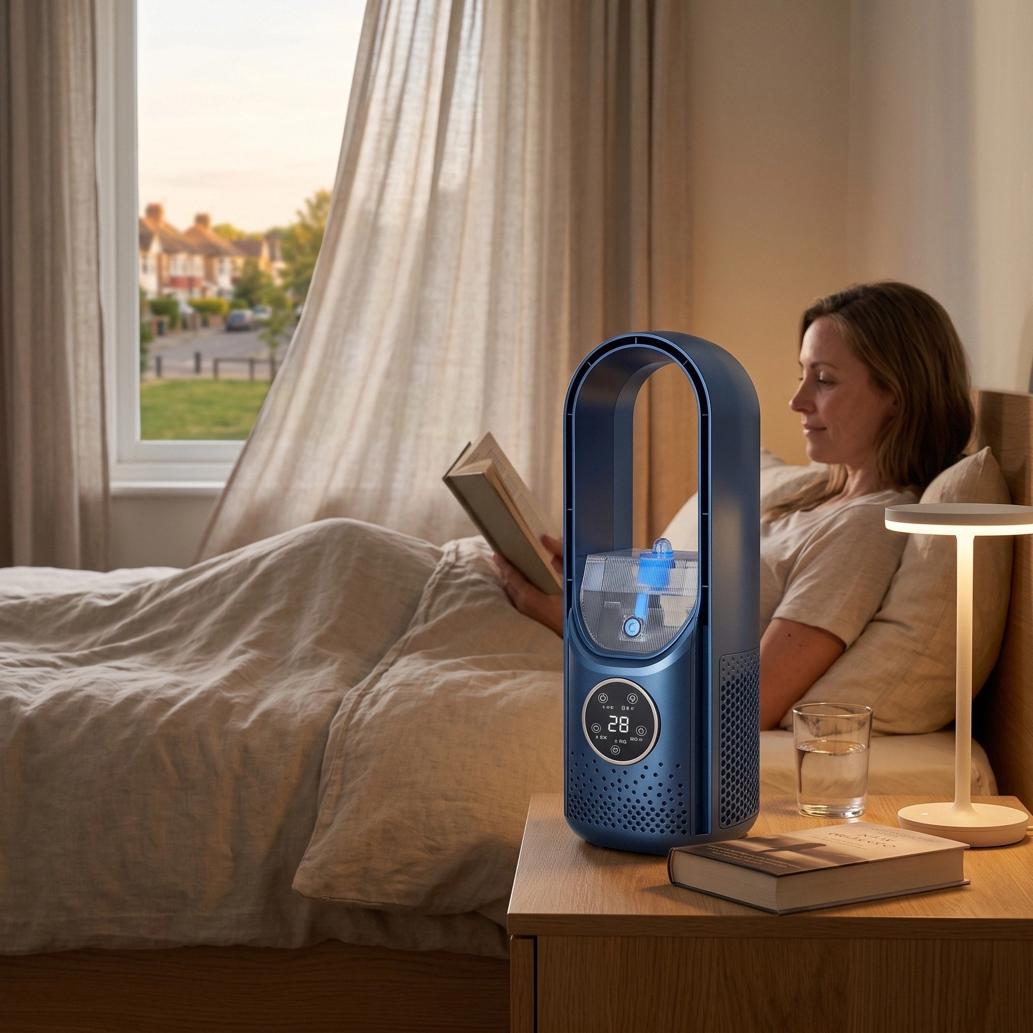 Portable Air Cooling Fan with Humidifier, 6 Speeds and Touch Display for Home