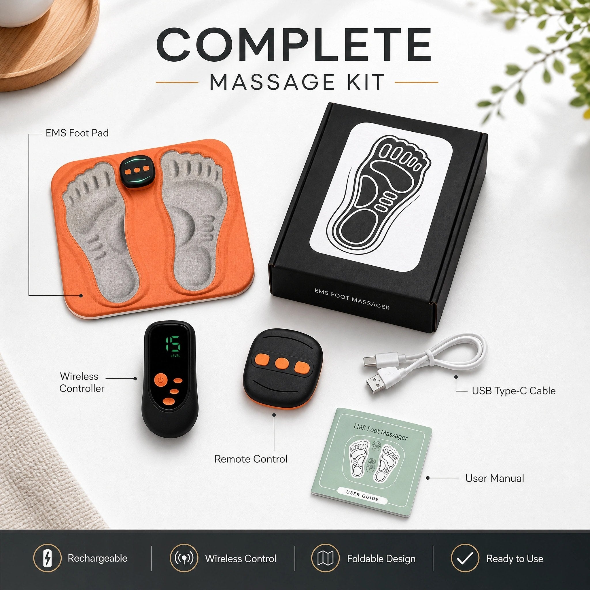 Portable Electrical Foot Stimulation Mat with Wireless Remote Control