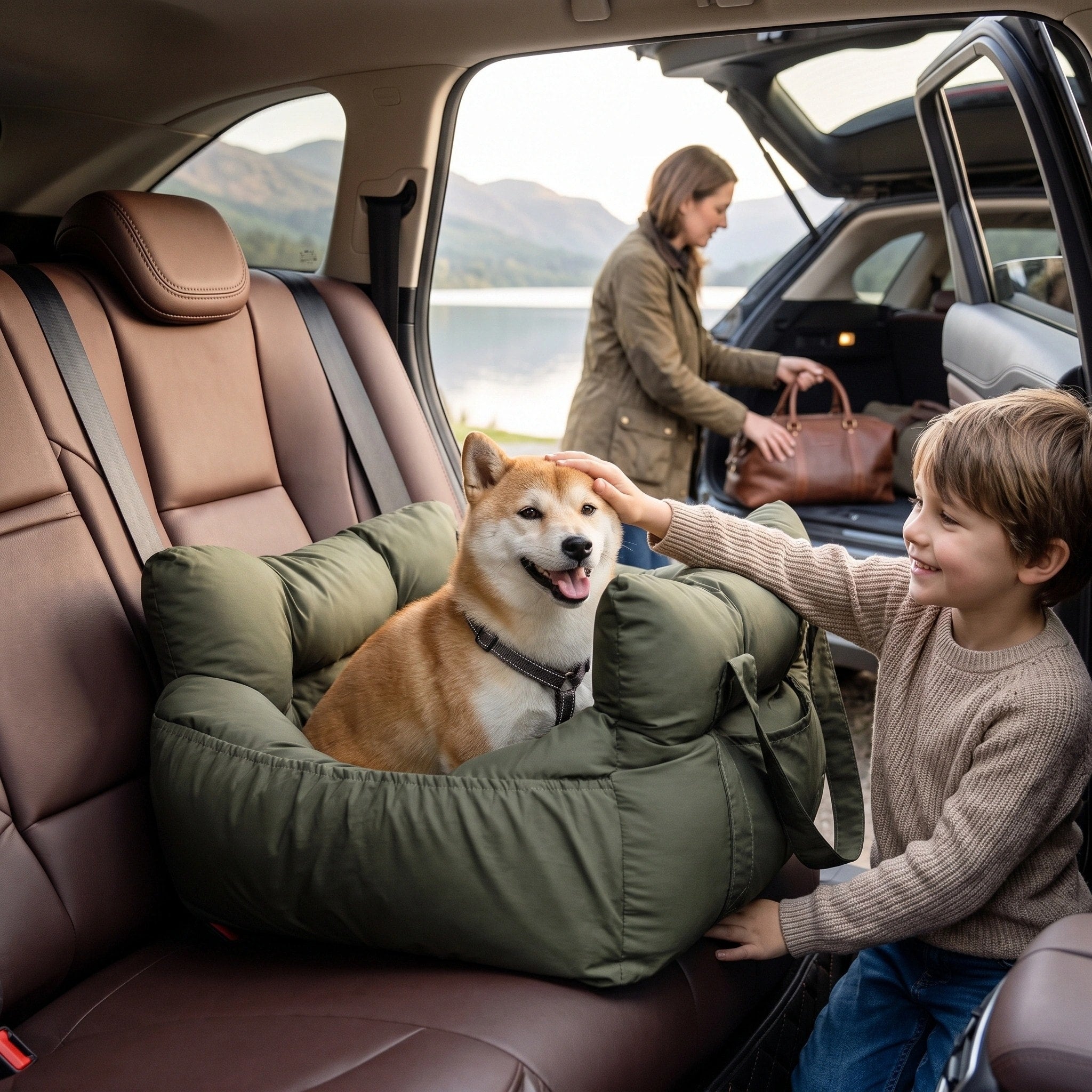 Portable Pet Car Seat Bed with Safety Leash and Carry Handles