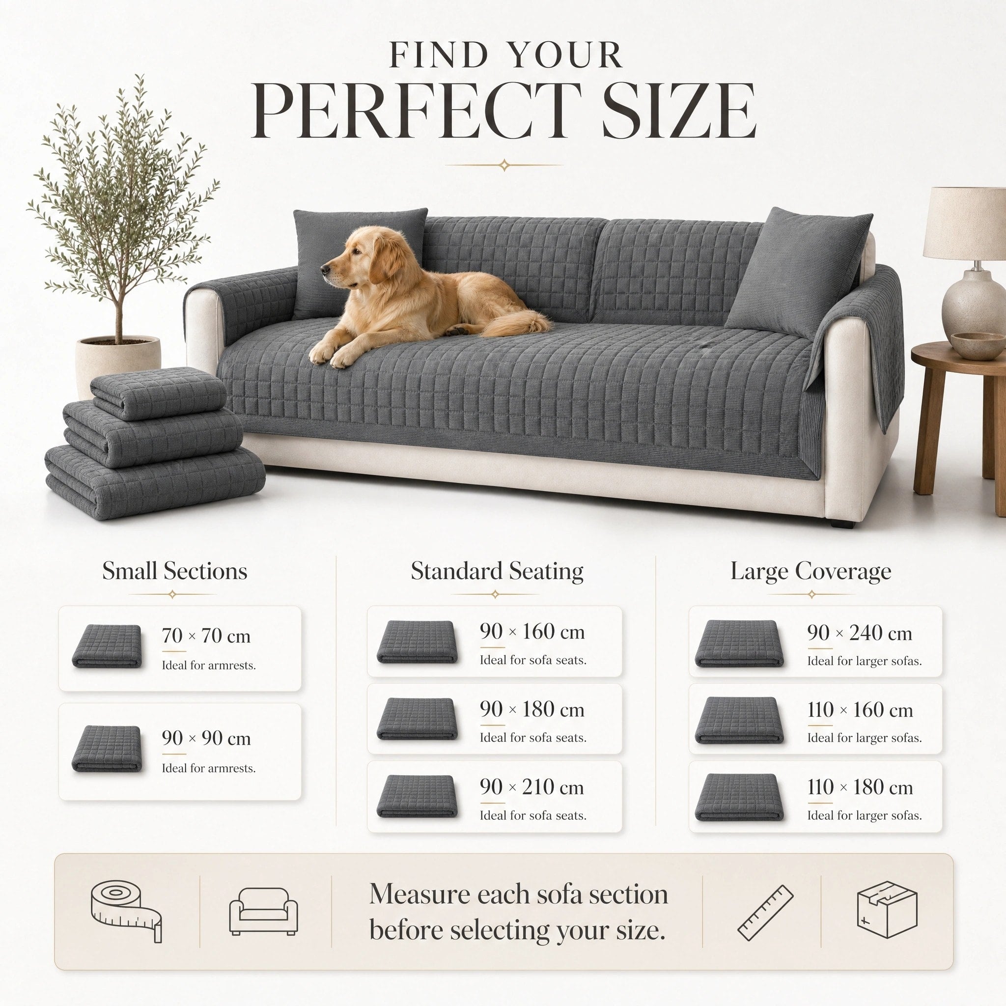 Quilted Sofa Cover for Pets with Non-Slip Design and Easy-Care Finish