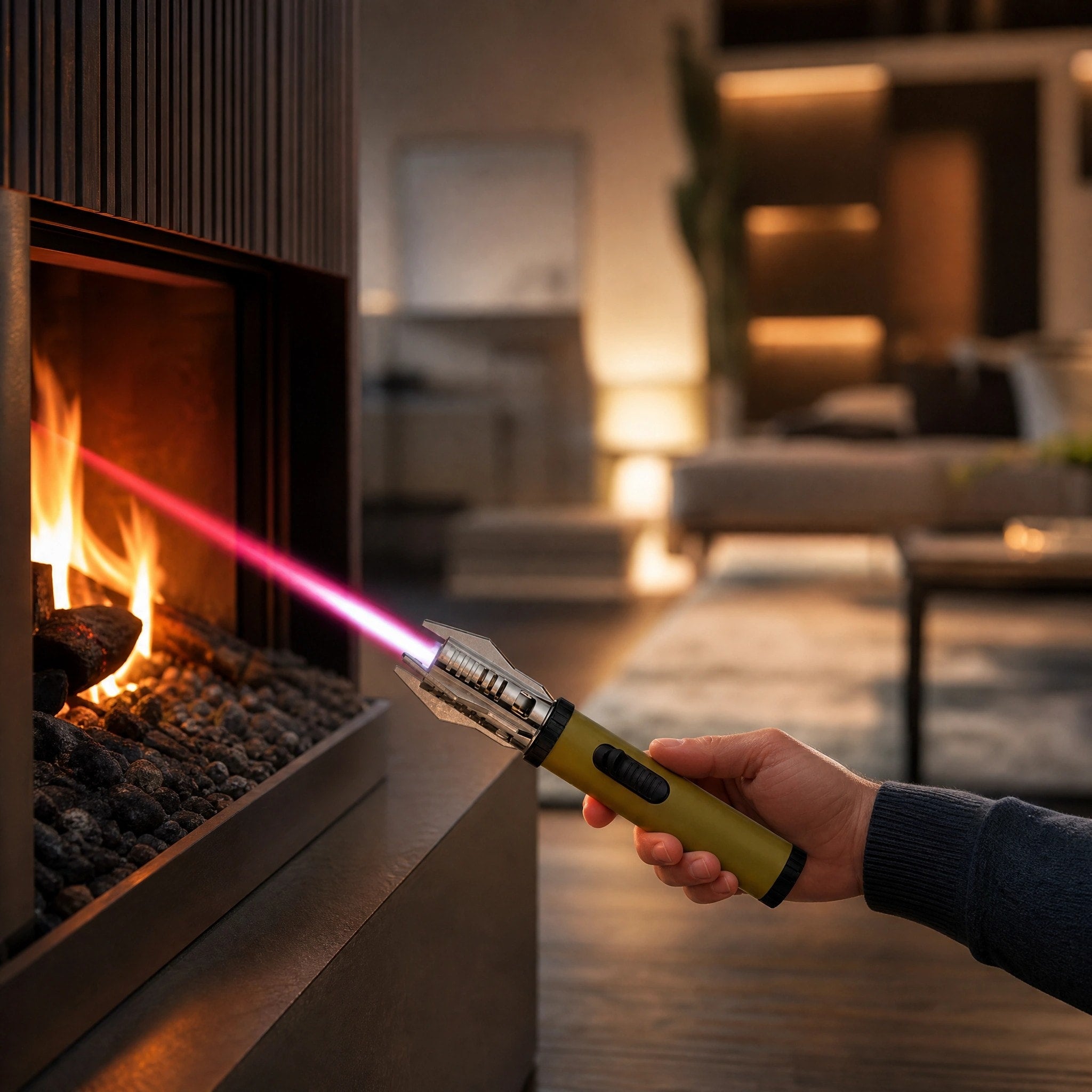Briquet torche au butane rechargeable avec allumage à 360° et flamme réglable