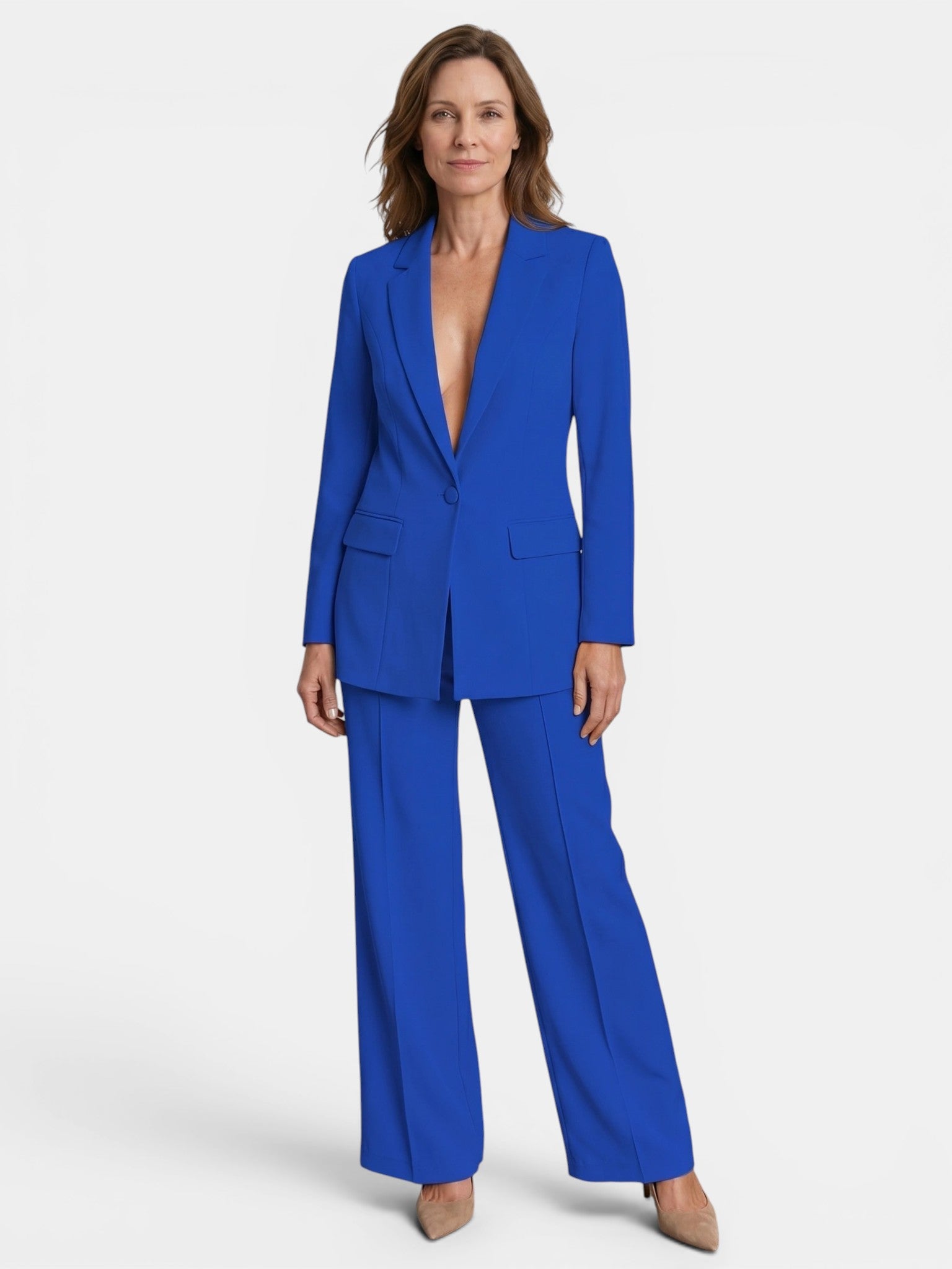 Sophia | Chic White Suit Womens with Tailored Blazer and Wide-Leg Trousers