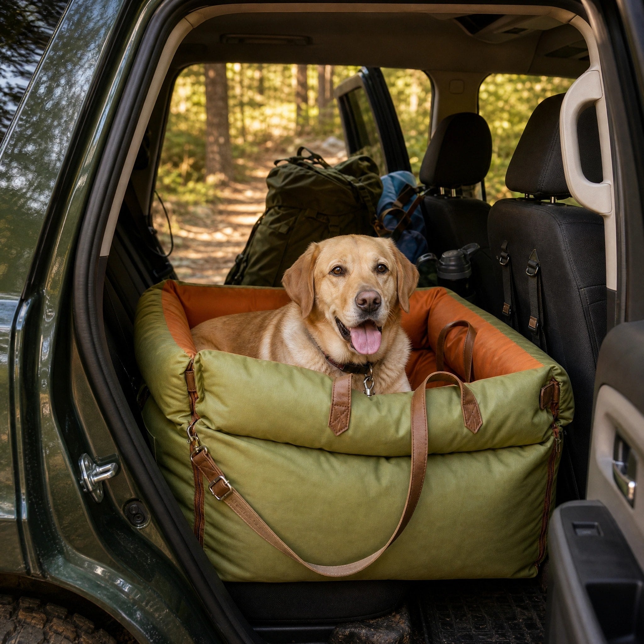 Siège auto imperméable pour chien avec système LATCH, laisse de sécurité et lit de voyage extensible