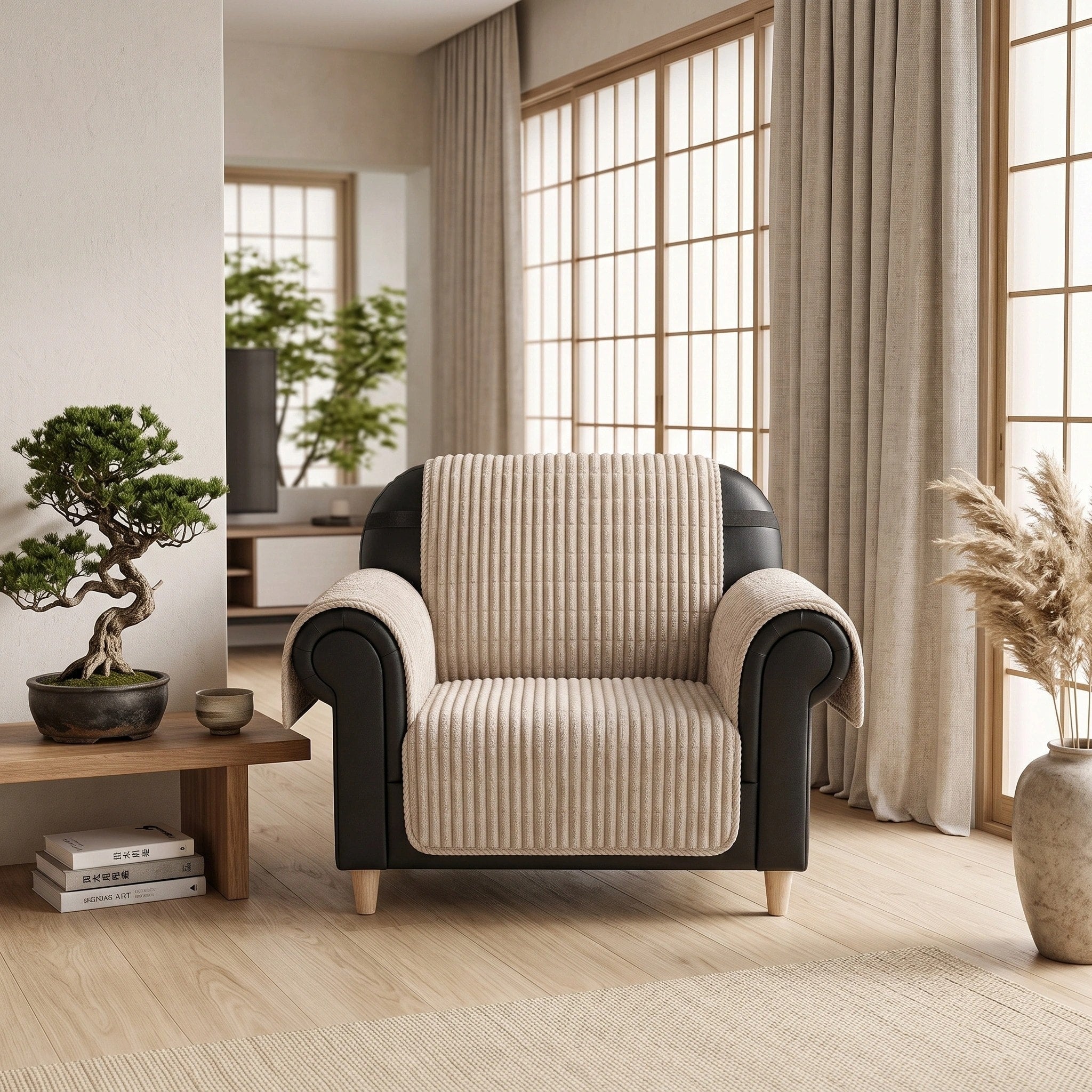 Housse de canapé en flanelle imperméable avec dos antidérapant pour fauteuils inclinables et canapés