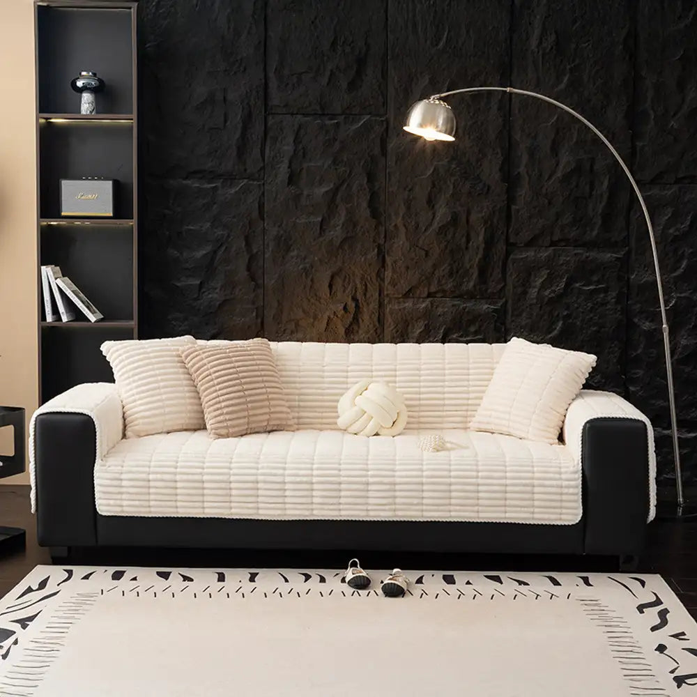 Housse de canapé en flanelle imperméable avec dos antidérapant et design lavable