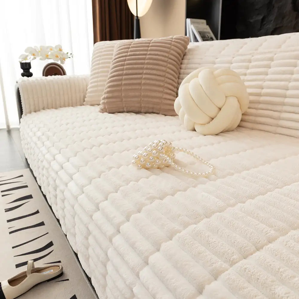 Housse de canapé en flanelle imperméable avec dos antidérapant et design lavable