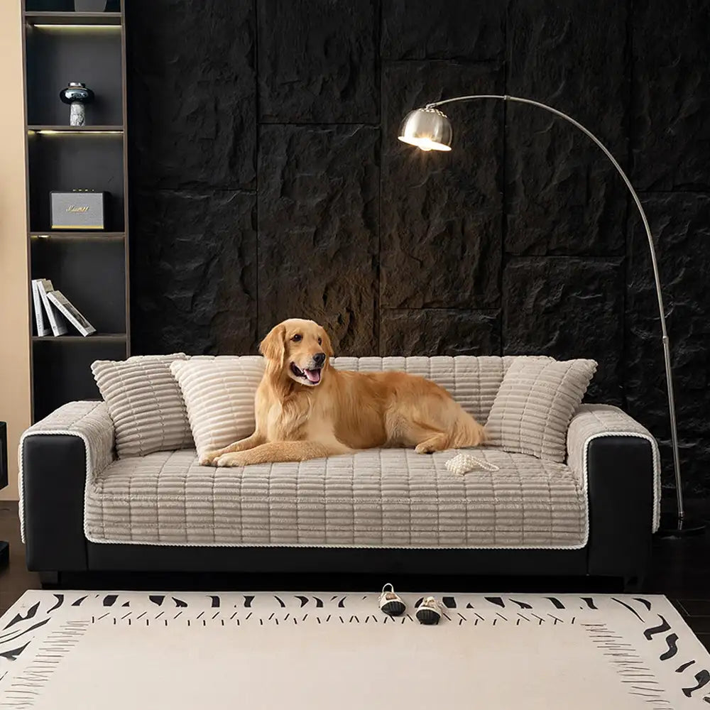 Housse de canapé en flanelle imperméable avec dos antidérapant et design lavable