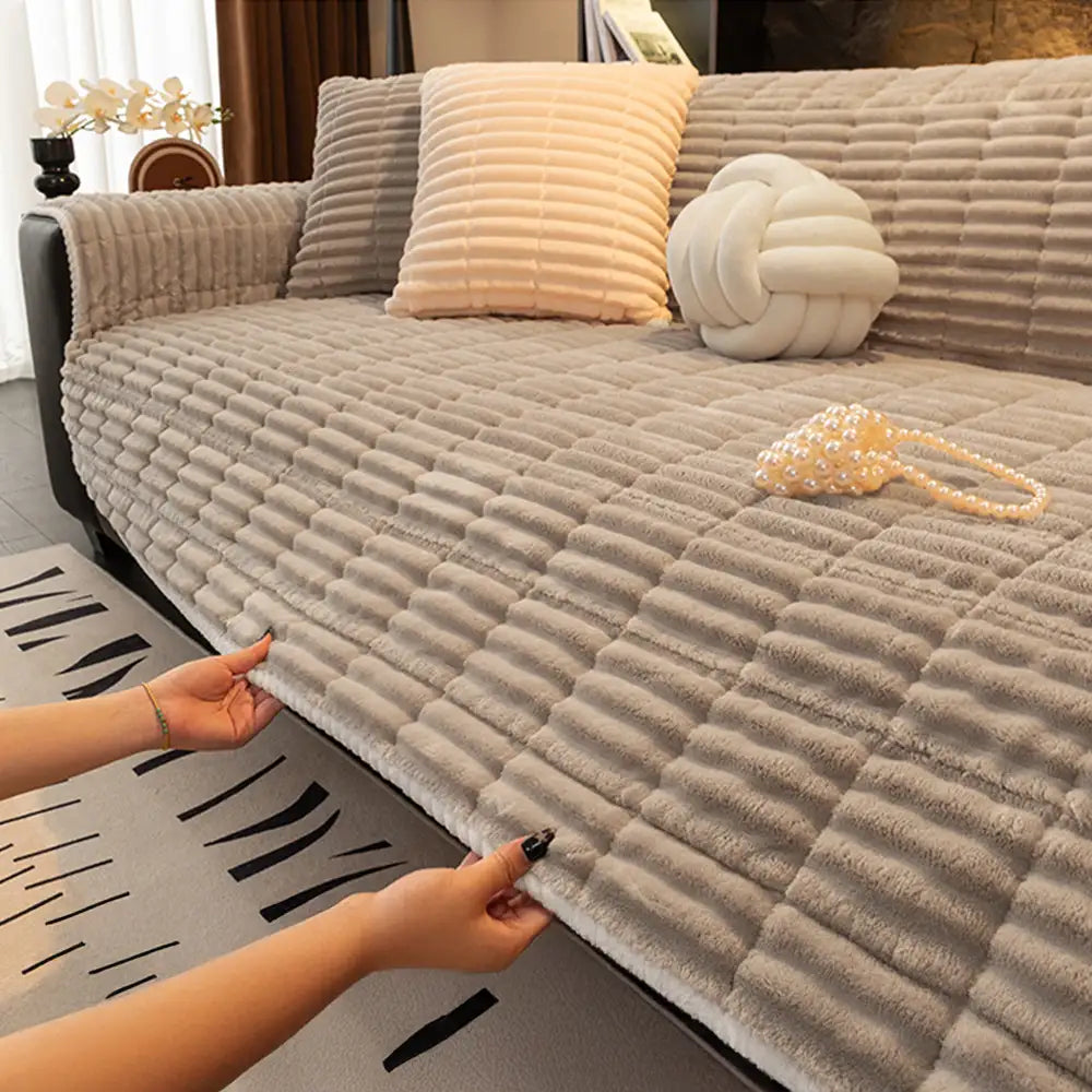 Housse de canapé en flanelle imperméable avec dos antidérapant et design lavable