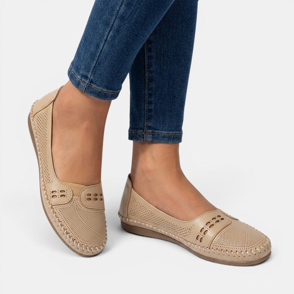 Womens Breathable Perforated Slip-On Loafers | Comfortable Casual Summer Shoes 2