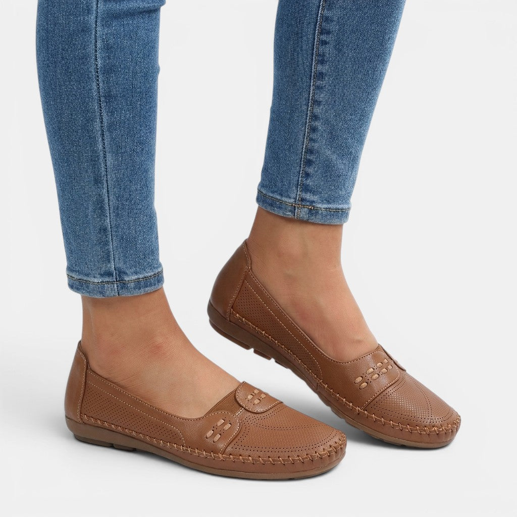 Womens Breathable Perforated Slip-On Loafers | Comfortable Casual Summer Shoes 3
