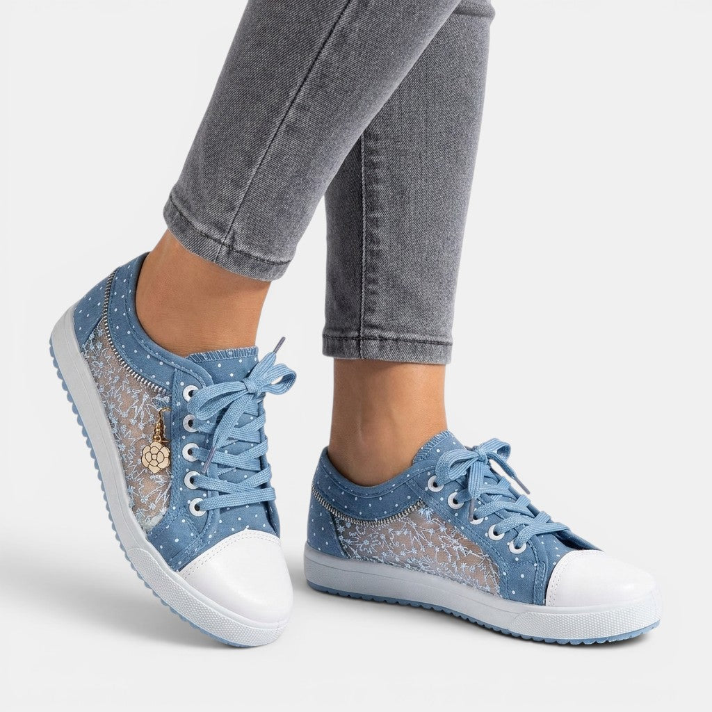 Womens Breathable Textile Casual Shoes | Stylish Polka Dot Pattern Footwear 3