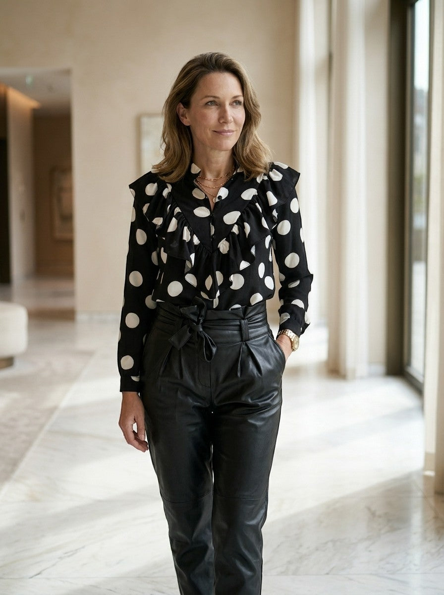 Women's Chic Leopard Print Long Sleeve Blouse | Stylish Polka Dot Design for All Seasons