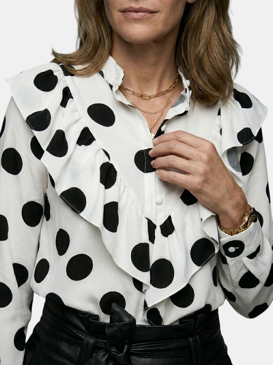 Blusa da donna chic a maniche lunghe con stampa leopardata | Design elegante a pois per tutte le stagioni