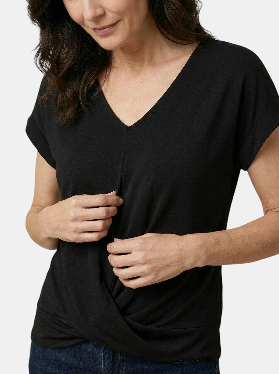 Womens Comfortable Cotton Blend Top | Stylish V-Neck Twist-Front Going Out Top 3