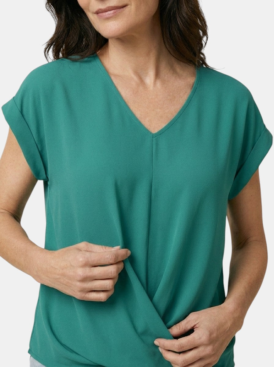 Womens Comfortable Cotton Blend Top | Stylish V-Neck Twist-Front Going Out Top 13