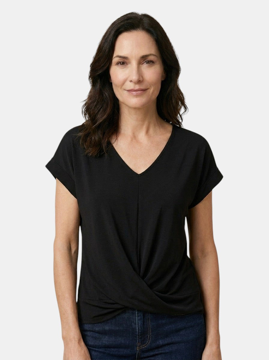 Womens Comfortable Cotton Blend Top | Stylish V-Neck Twist-Front Going Out Top 2