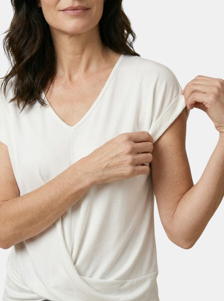 Womens Comfortable Cotton Blend Top | Stylish V-Neck Twist-Front Going Out Top 11