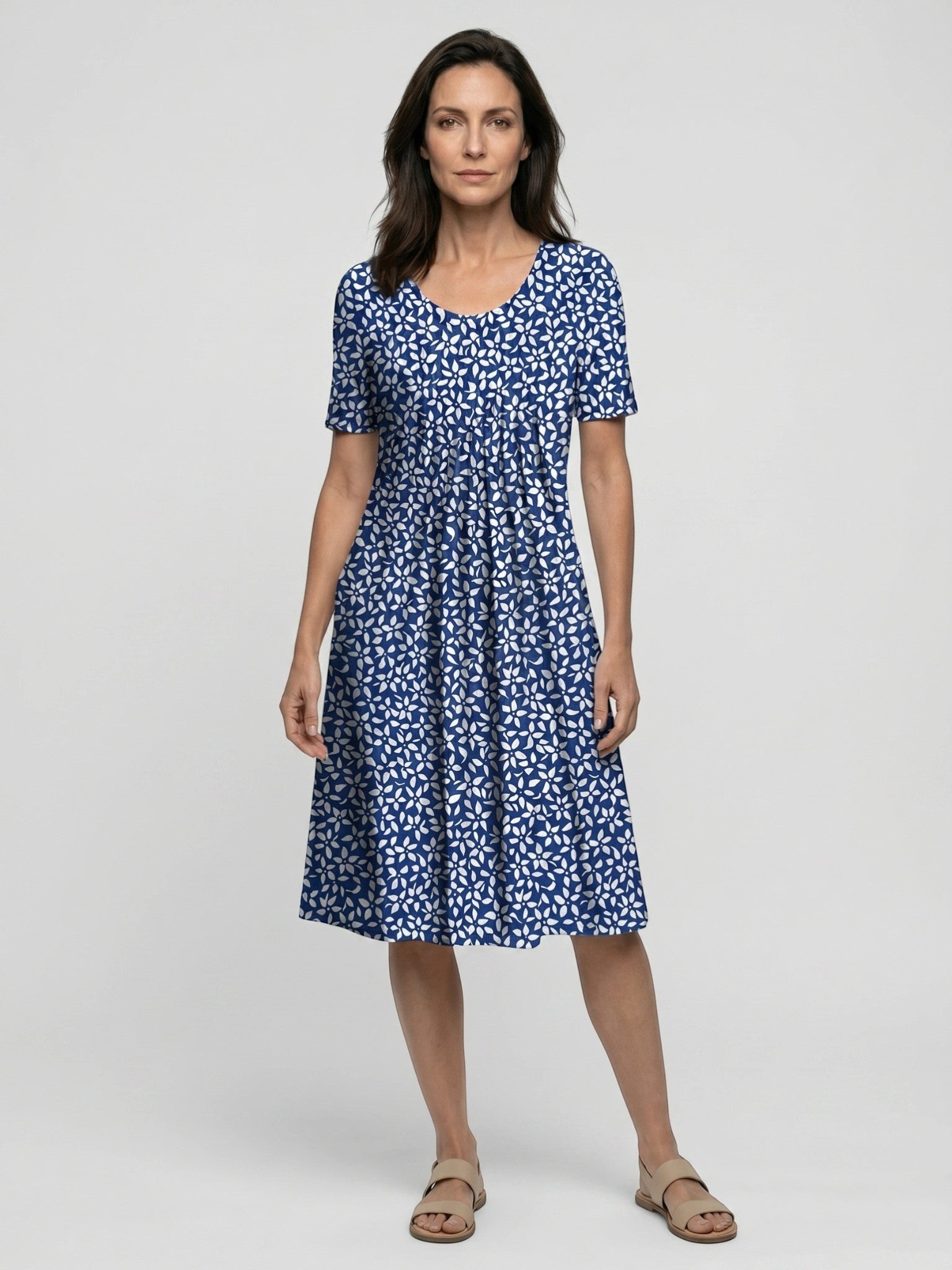 Women's Cotton Floral Print Midi Dress | Lightweight A-Line Summer Style